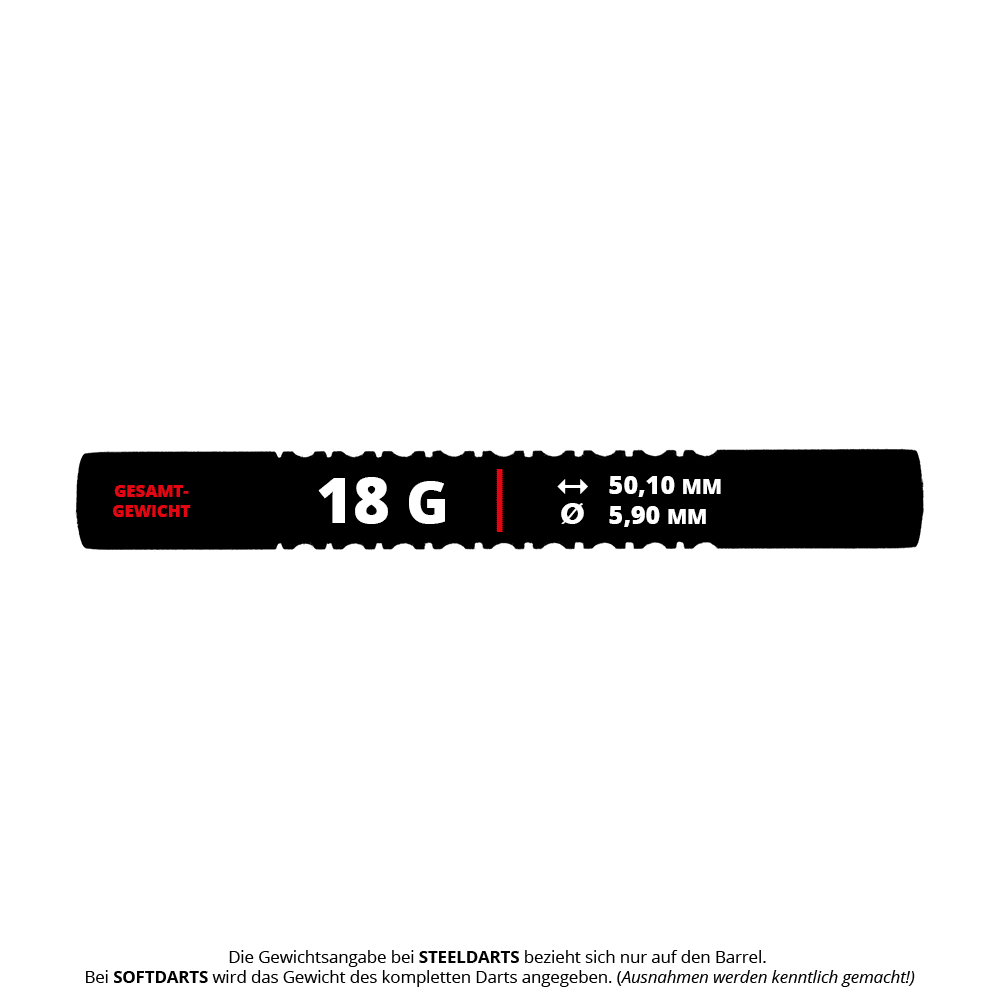 Zu sehen sind McDart Ring 2 Softdart Barrels mit 18g Gewicht. Diese Softdart-Barrels haben ein doppeltes Ringdesign.