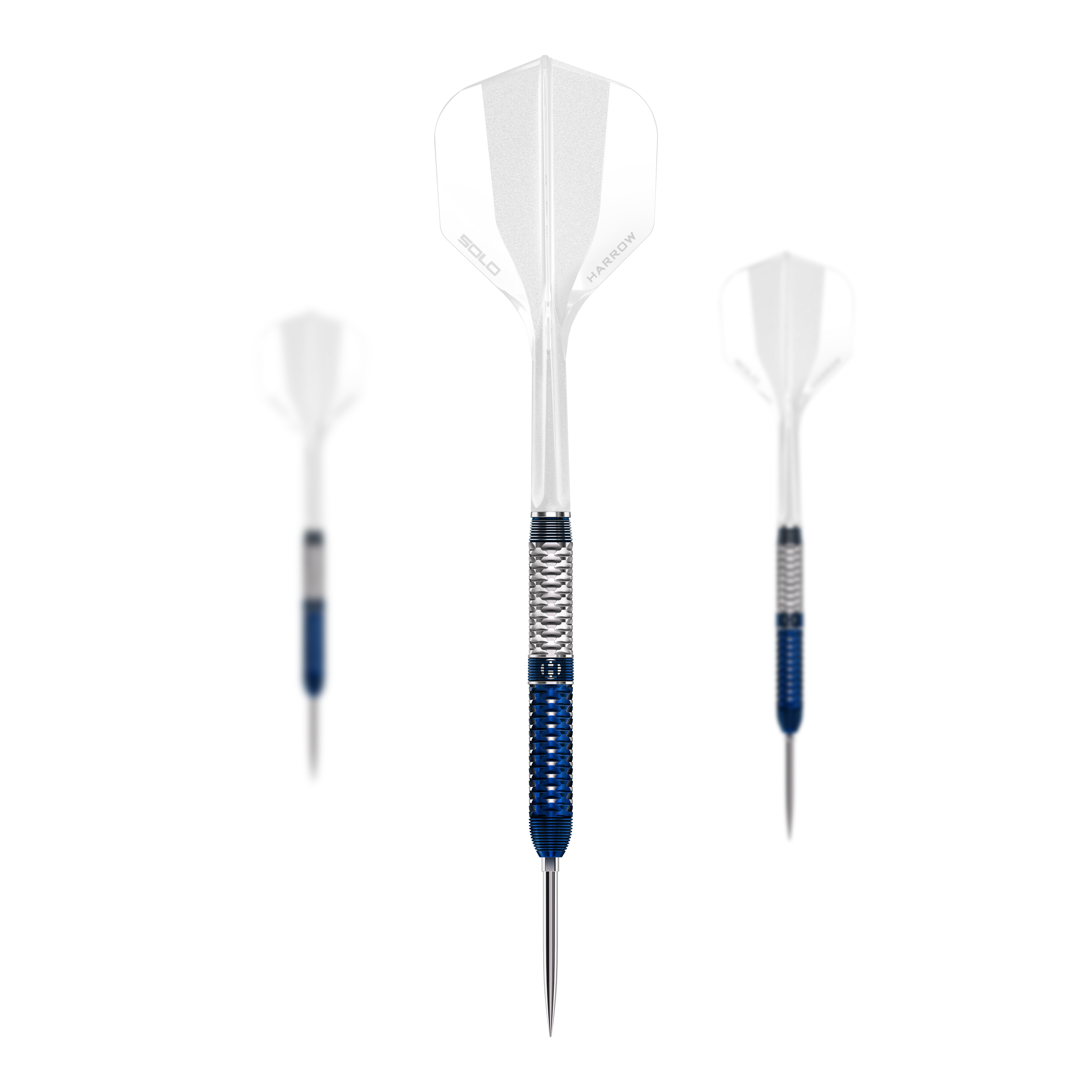 Harrows GEO Parallel Quick Point ocelové šipky Das Bild zeigt ein Set der Harrows GEO Parallel Quick Point Steeldarts. Mehrere Pfeile bilden zusammen das vollständige Produktset.