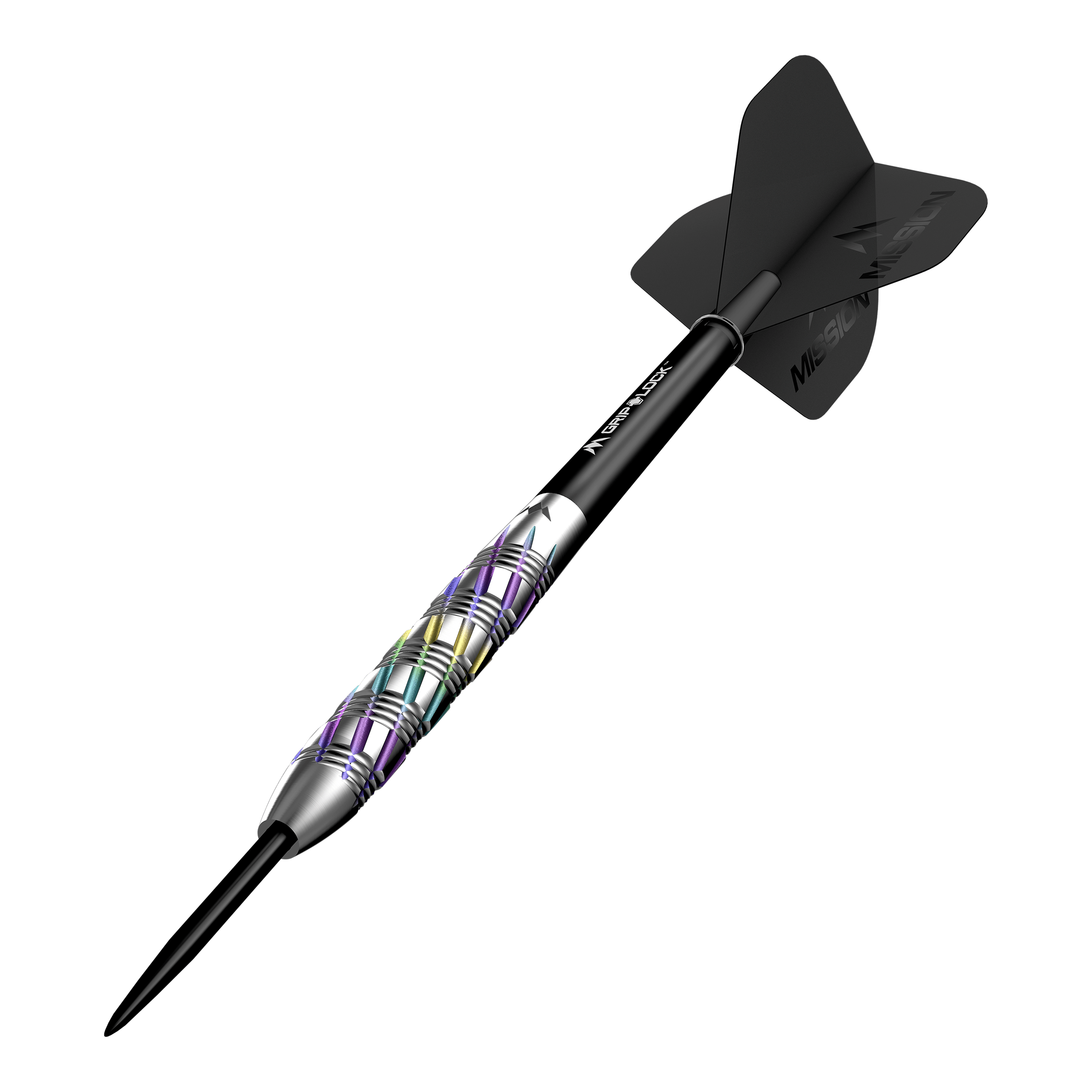Ocelové šipky Mission Shuriken Mission Shuriken Steeldarts werden auf diesem Foto dargestellt. Die Steeldarts sind gut sichtbar und detailliert abgebildet.