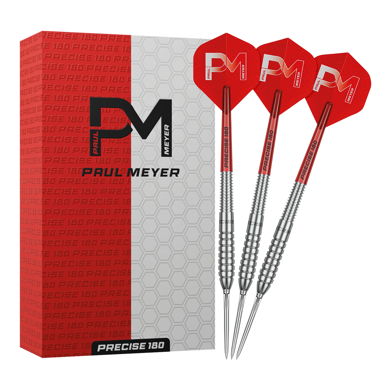 Přesné ocelové šipky Paul Meyer verze 1, 180 ks Das Bild zeigt die Precise 180 Paul Meyer Version 1 Steeldarts. Ein Satz Steeldarts, ideal für Dartspieler.