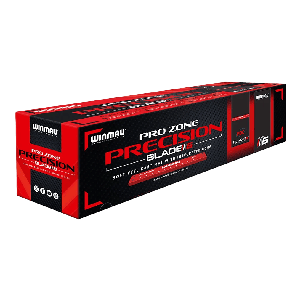 Podložka na šipky Winmau Pro Zone Precision Blade 6 Soft Abgebildet ist die Winmau Pro Zone Precision Blade 6 Soft Dartmatte. Die Matte eignet sich ideal für Softdarts und präzises Spielen.