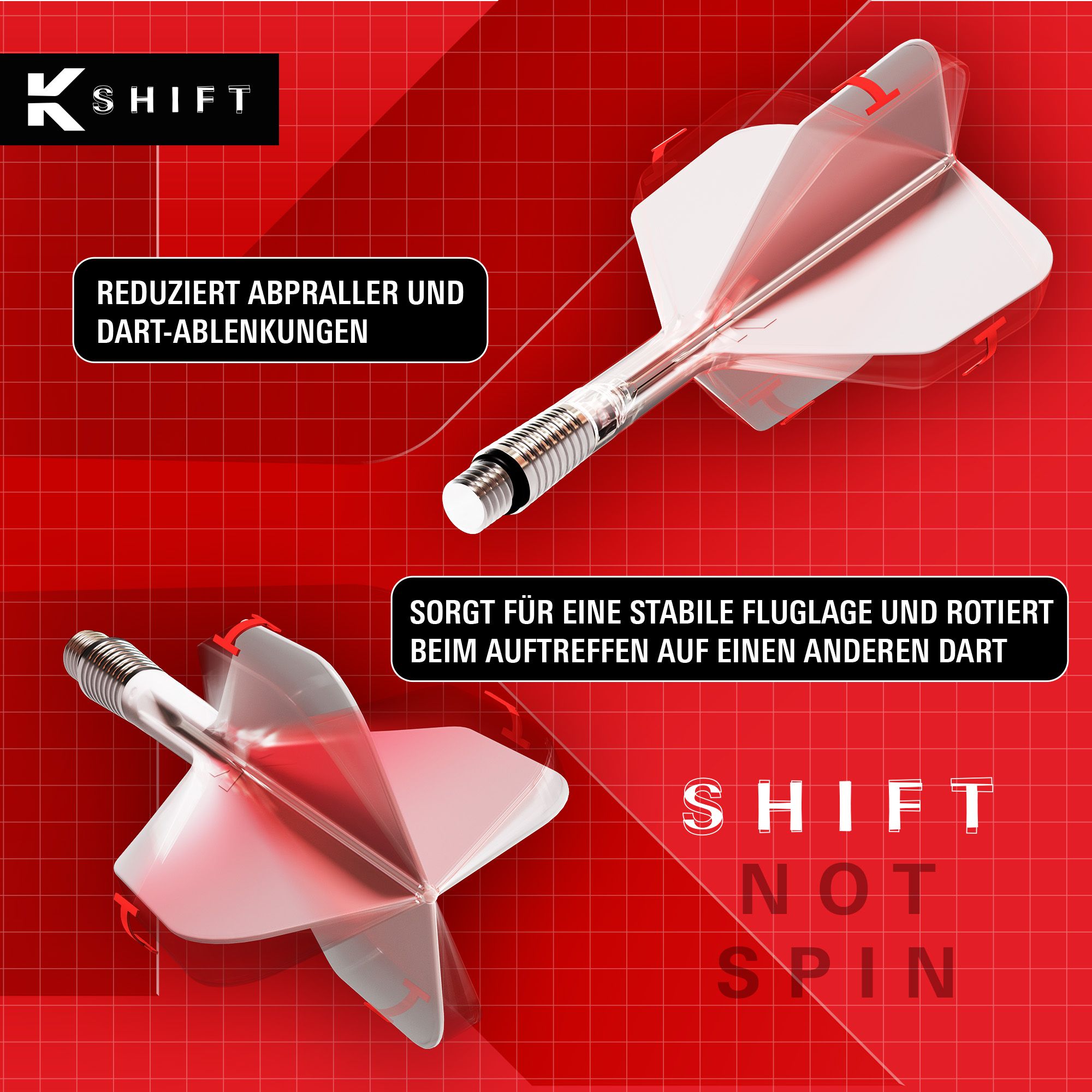 Letky Target K-Shift č. 6 - bílé Auf dem Bild sieht man die Target K-Shift No6 Flights in Weiß. Dies sind Flights für Darts in einem weißen Design.
