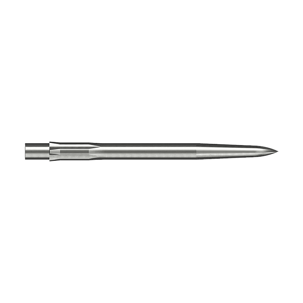 Ocelové hroty na šipky Caliburn System - hladké - stříbrné Dies ist eine silberne, glatte Steeldartspitze. Sie hat eine Länge von 32 mm und ist schlank und spitz geformt.