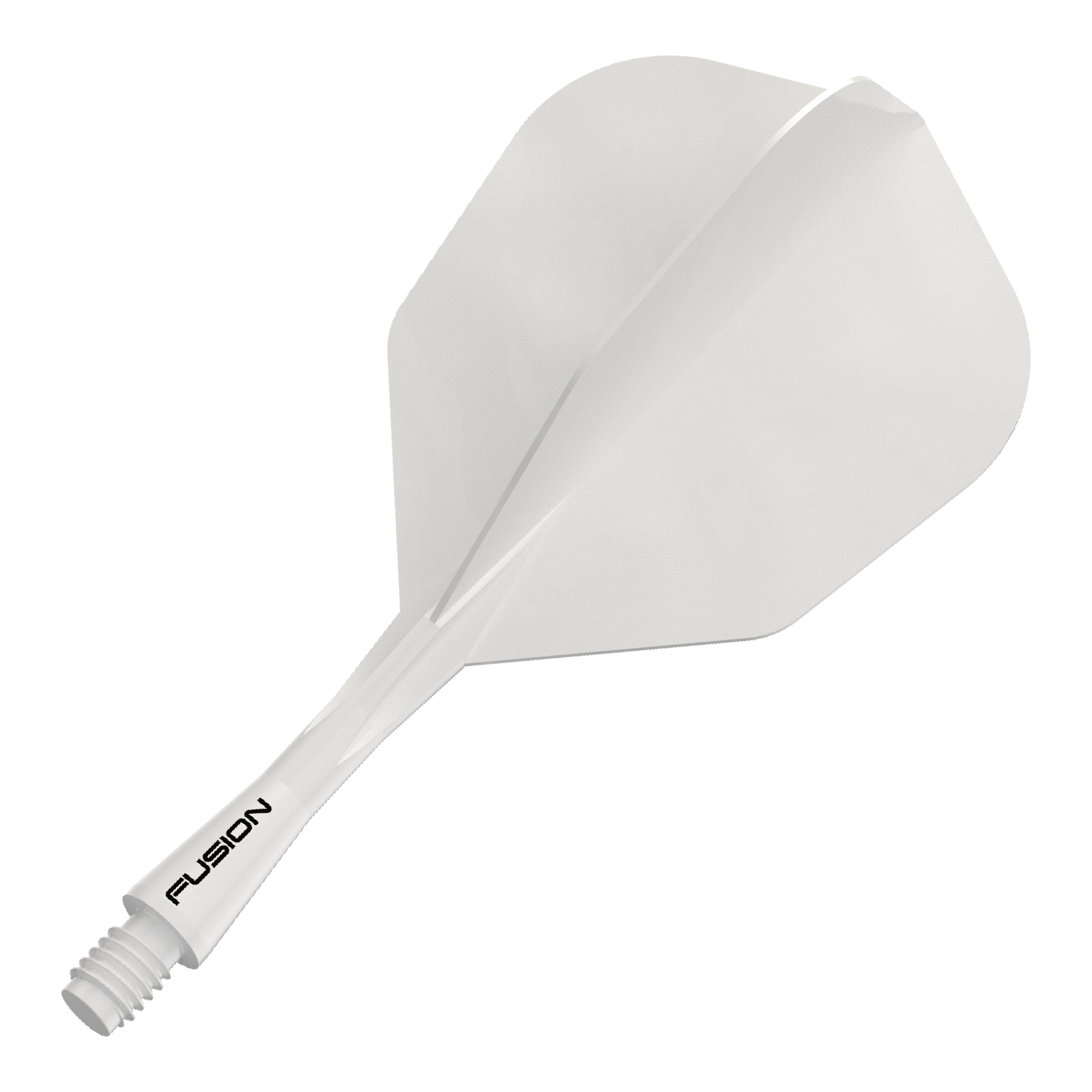 Letka Winmau Fusion System No.6 Solid White Das Bild zeigt das Winmau Fusion Flight Shaft System No6 in Weiß, 22mm. Abgebildet ist vermutlich ein Dart-Zubehörteil.