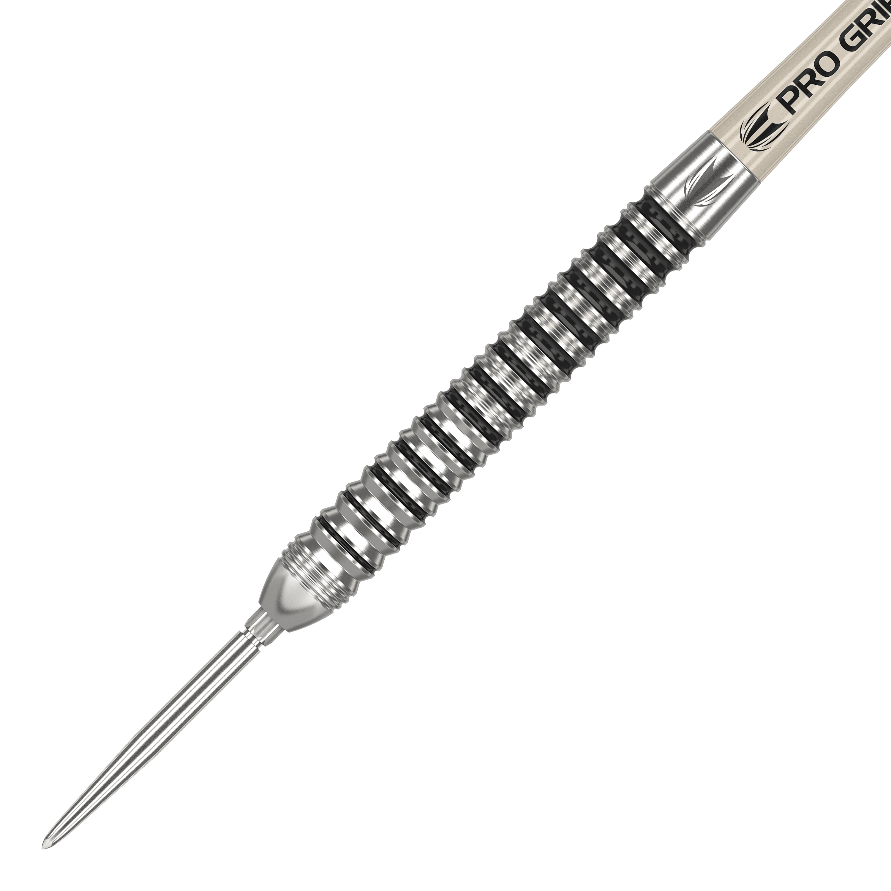 Ocelové šipky Target EXO SP01 Swiss Point Das Bild zeigt einen Target EXO SP01 Swiss Point Steeldart. Der Dart hat ein silbernes, geriffeltes Barrel und eine spitze Stahlspitze.