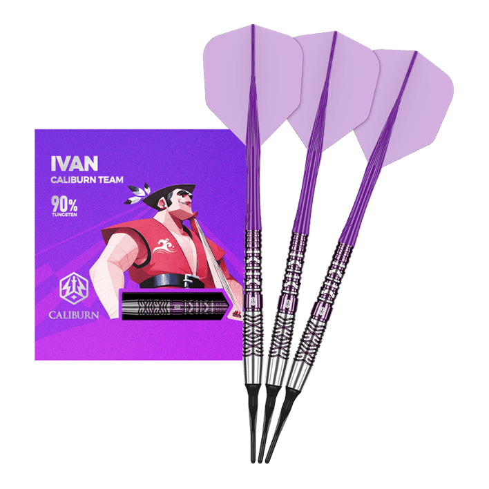 Měkké šipky Caliburn Awakening Ivan - 20g Zu sehen sind die Caliburn Awakening Ivan Softdarts mit 20g Gewicht. Dieses Produkt eignet sich für das elektronische Dartspiel.