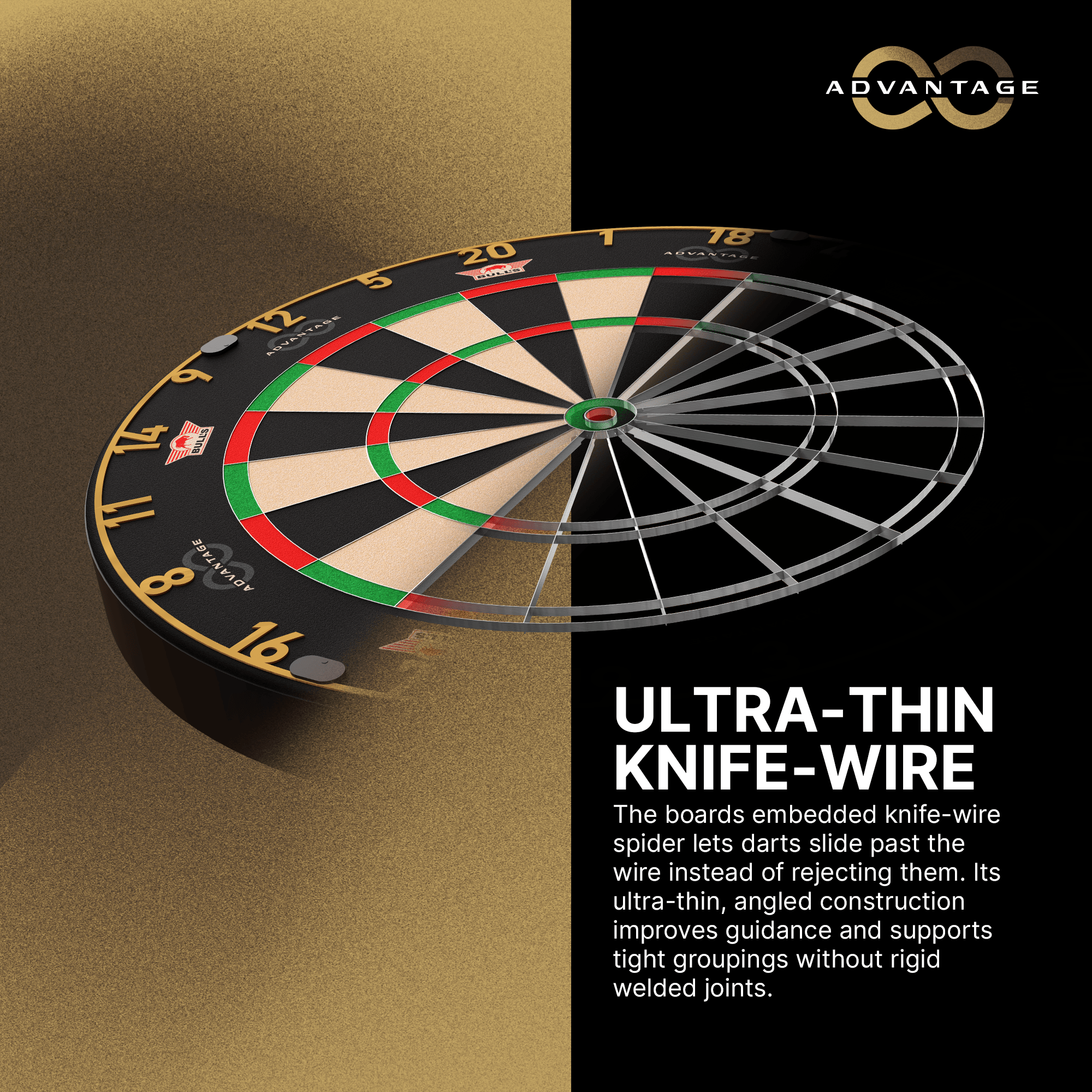 Bulls NL Advantage 8 ocelový terč na šipky Hier ist das Bulls NL Advantage 8 Steeldartboard zu sehen. Die Dartscheibe bietet eine hochwertige Spielfläche.