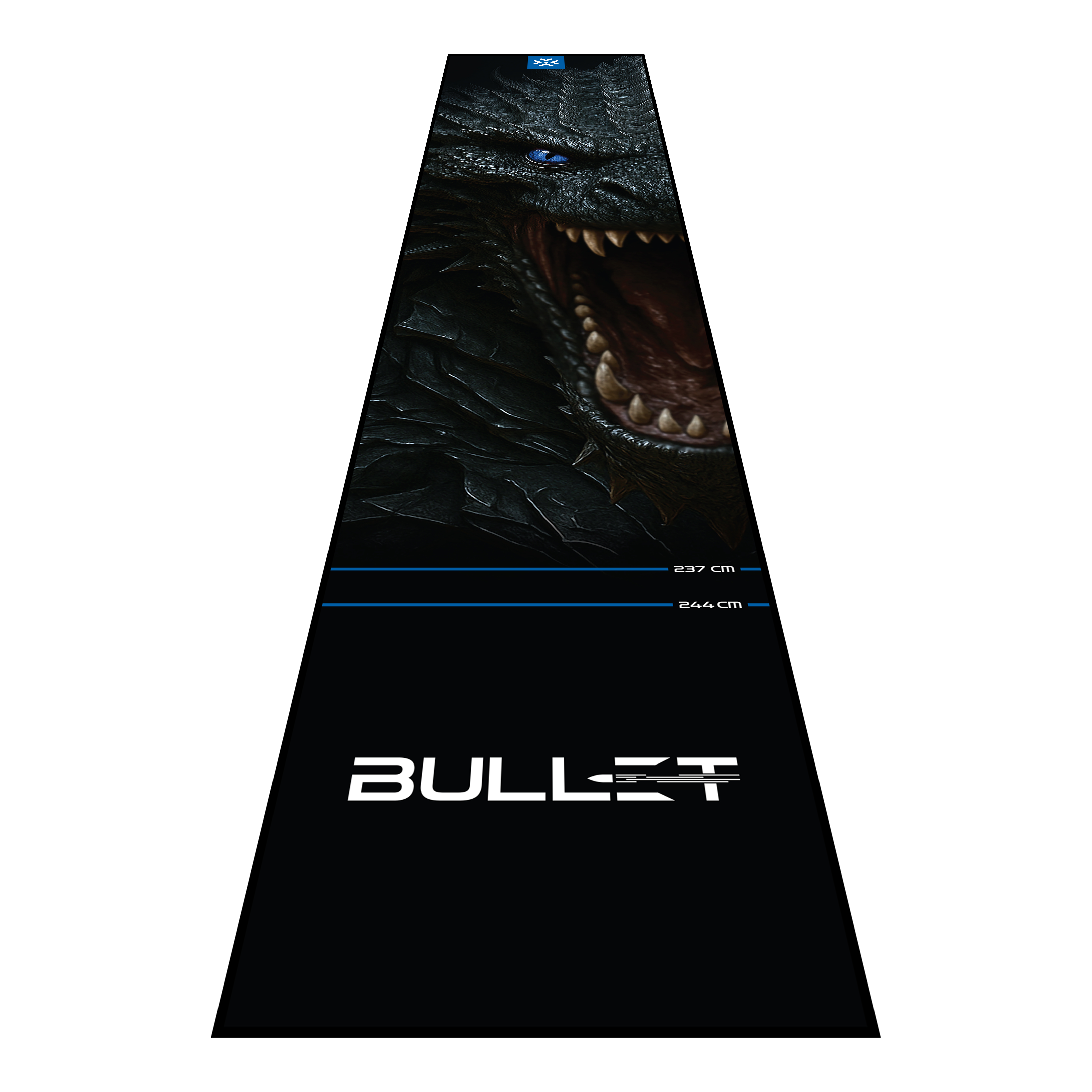 Podložka na šipky Bullet Hydra Die Bullet Hydra Dartmatte wird hier präsentiert. Diese Dartmatte schützt den Fußboden und erleichtert das richtige Platzieren des Spielers.