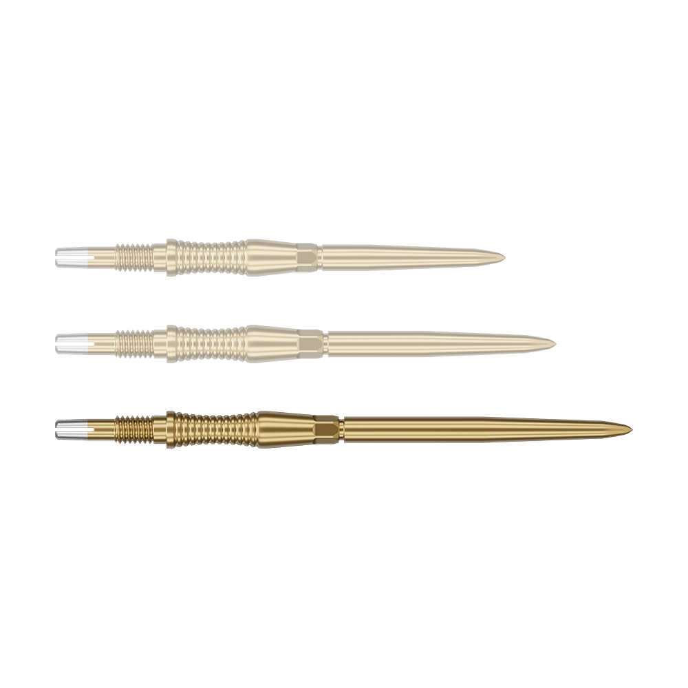 Špičky na šipky Target Swiss Point Signature RST - zlaté Das Bild zeigt eine Target Swiss Point Dartspitze Signature RST in Gold, 42mm. Diese Dartspitze ist länglich und für professionelle Anwendungen konzipiert.