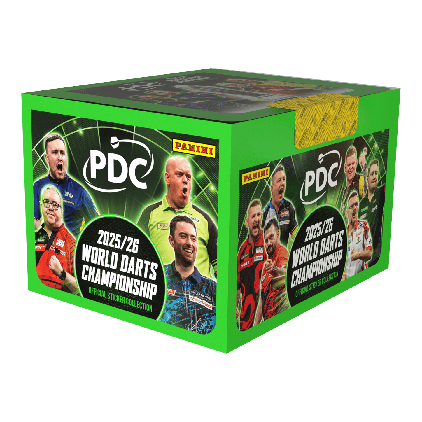 Panini PDC World Darts Championship 2025/26 - Krabička s 65 balíčky samolepek Dies ist die Panini PDC World Darts Championship 2025/26 Stickerbox mit 65 Tüten. Die Box ist für das Sammeln von Stickern zur Darts-Weltmeisterschaft geeignet.