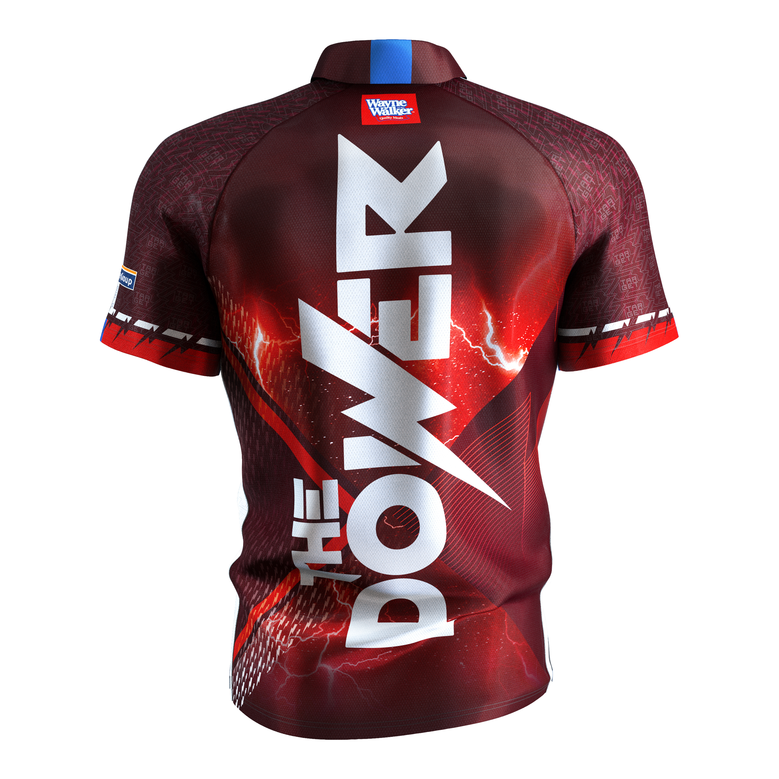 Tričko Target Coolplay Phil Taylor 2025 s motivem šipky Das Bild zeigt das "Target Coolplay Phil Taylor 2025 Dartshirt" von hinten. Auf dem Rücken steht in großen weißen Buchstaben "THE POWER".