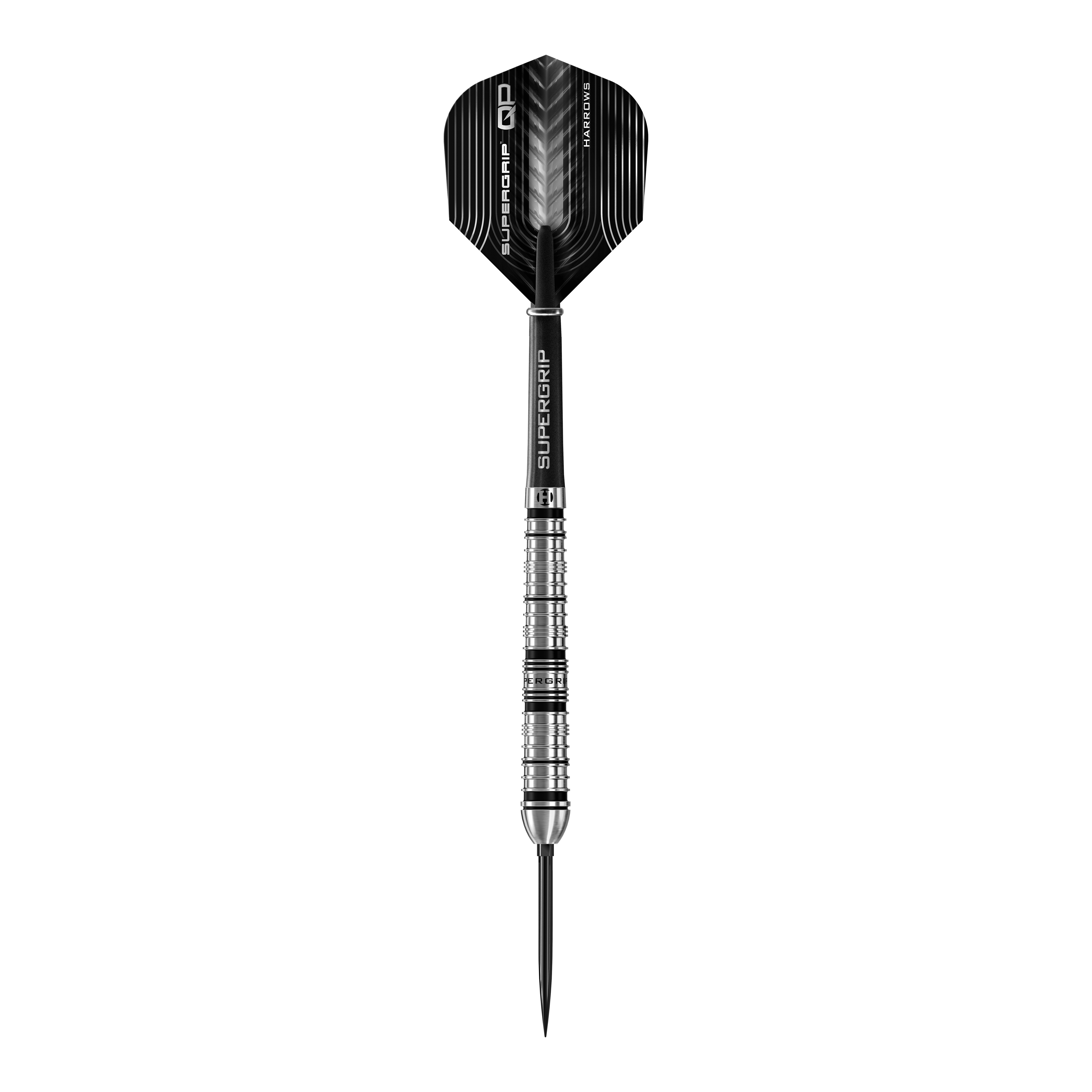 Abgebildet sind die Harrows Supergrip QP Tapered Quick Point Steeldarts. Sie eignen sich ideal für Steeldartspieler auf jedem Niveau.