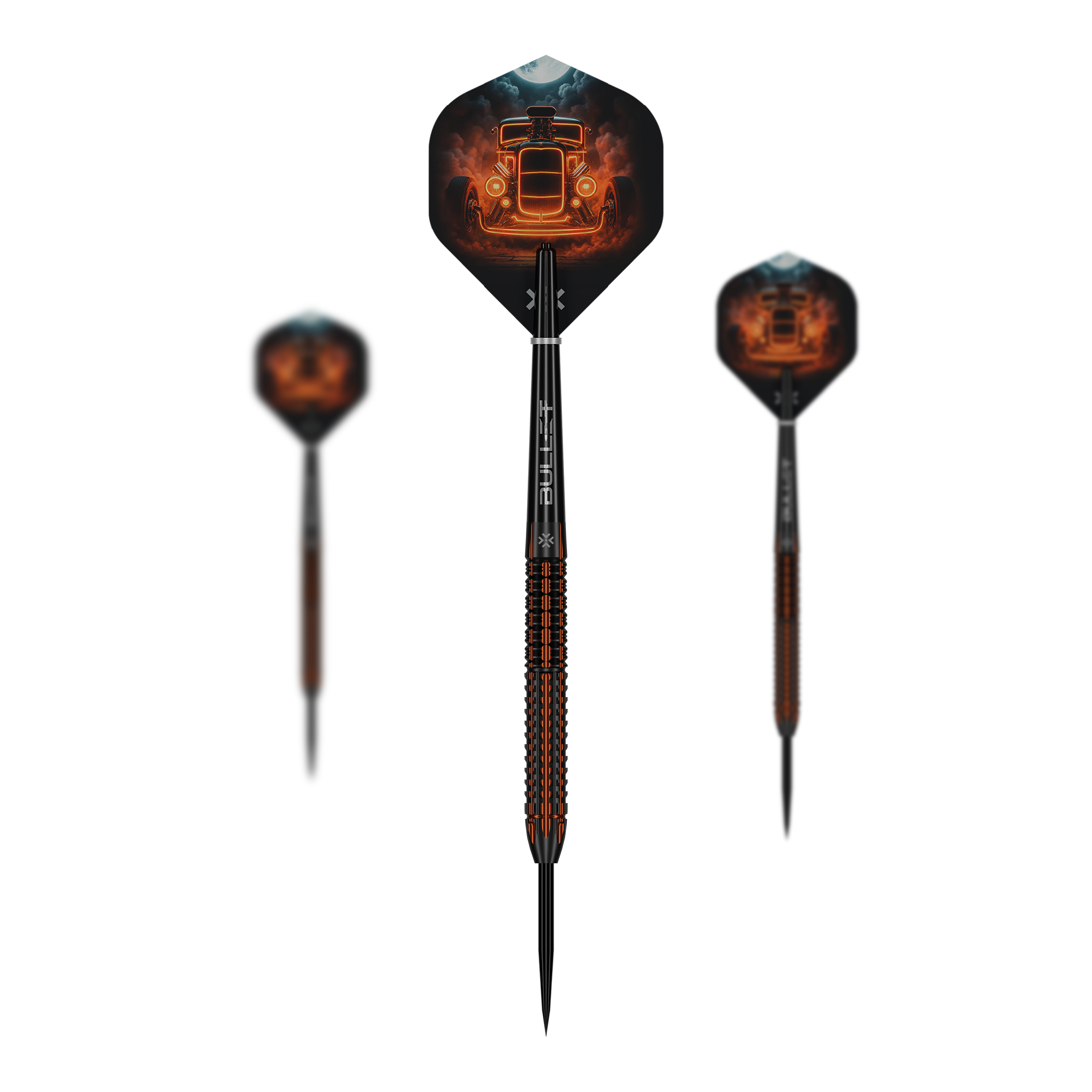 Ocelové šipky Bullet Hotrod Auf dem Bild sind Bullet Hotrod Steeldarts zu sehen. Die Steeldarts wurden für Präzision und Leistung im Dartspiel entwickelt.
