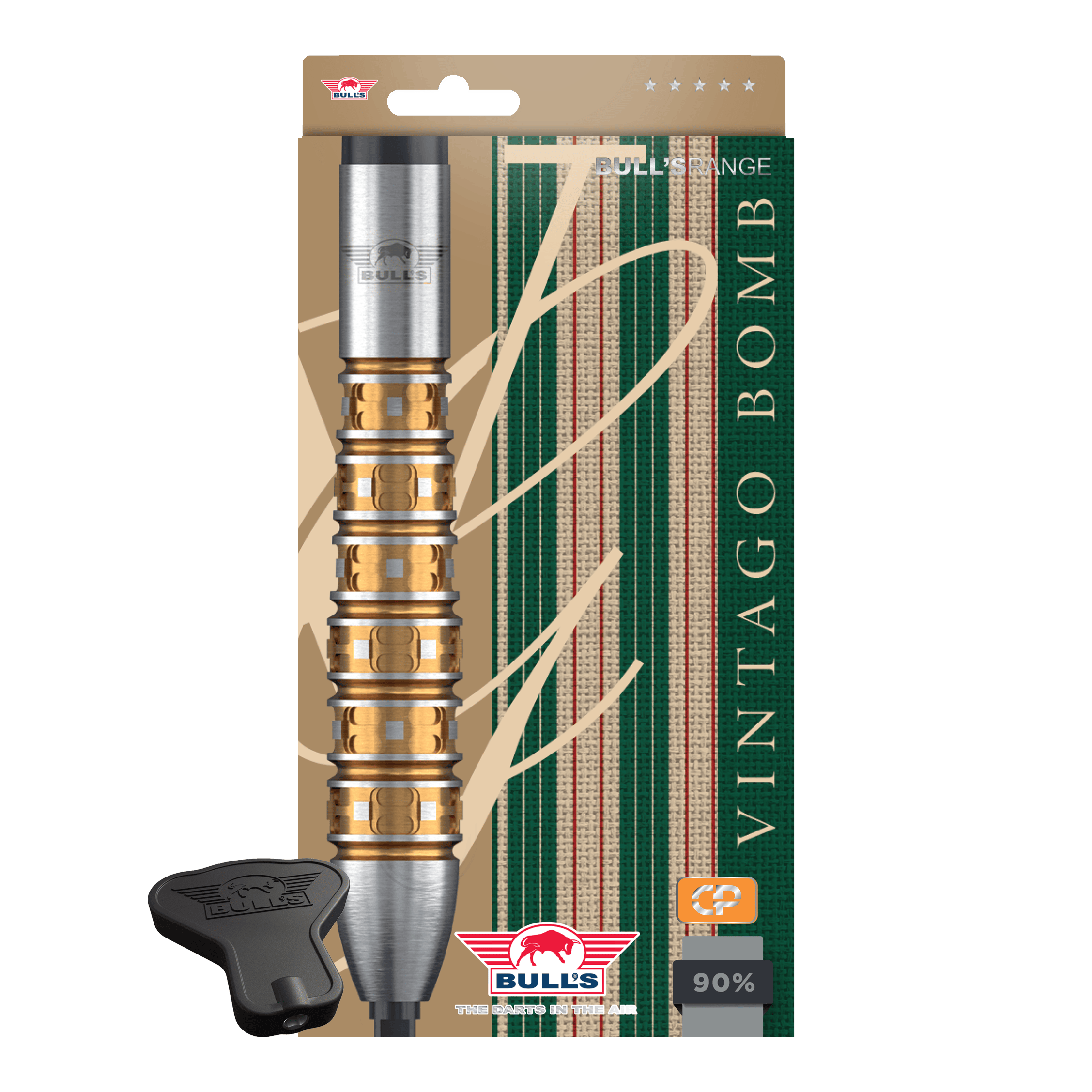 Zu sehen sind die Bulls NL Vintago Bomb Convertible Point Steeldarts. Sie bieten flexible Einsatzmöglichkeiten beim Dartsport.