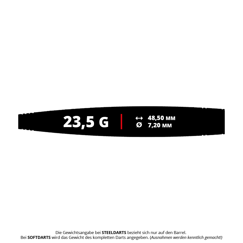 Ocelové šipky Caliburn Chord C2 - 23,5 g Abgebildet ist der Caliburn Chord C2 Steeldart mit einem Gewicht von 23,5g. Der Dart eignet sich für ambitionierte Spieler und hat ein schlankes Design.