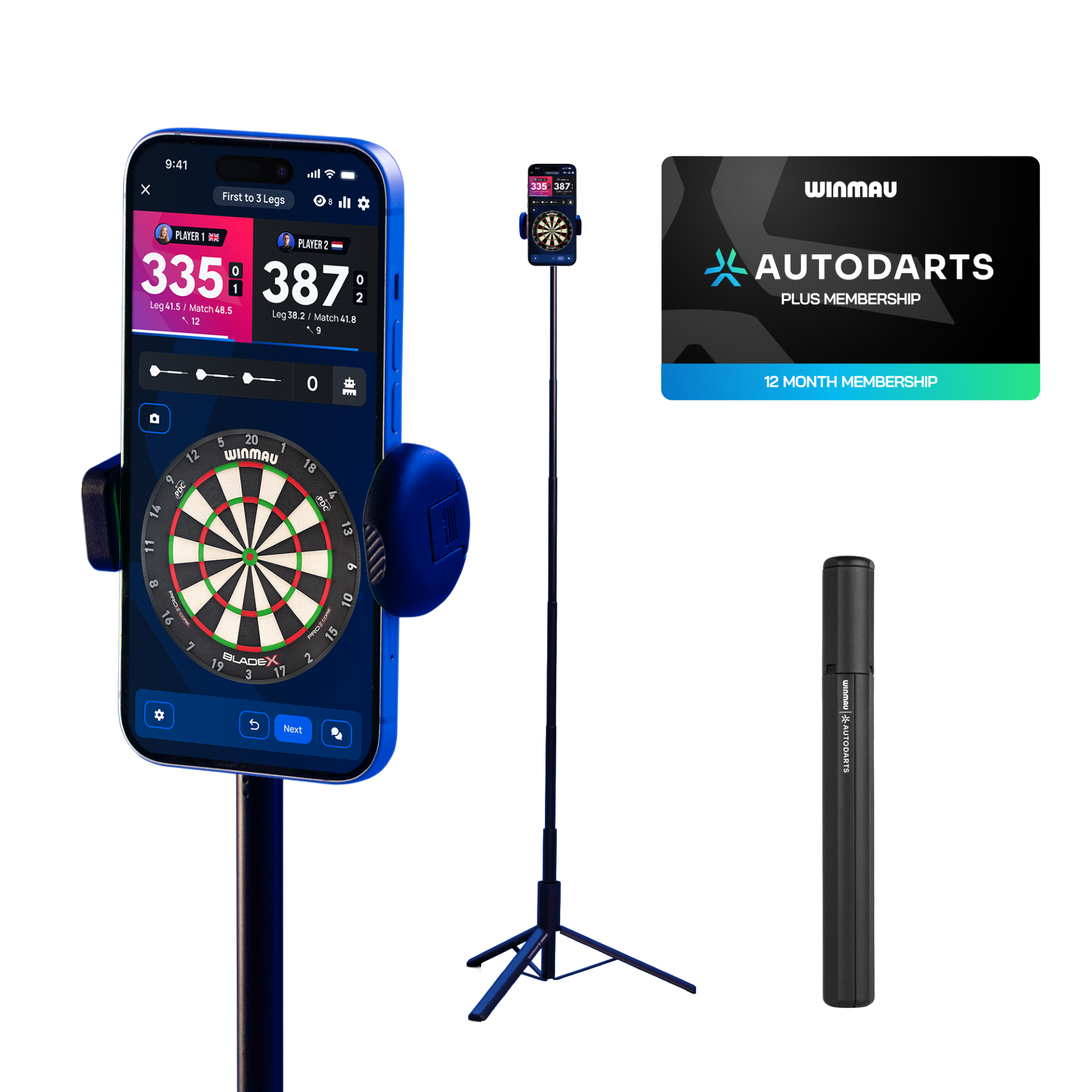 Stojan na zařízení Winmau a balíček 12měsíčního členství Das Foto zeigt das Winmau Device Stand & 12 Monate Membership Bundle. Das Bundle enthält einen Gerätehalter und eine Jahresmitgliedschaft.