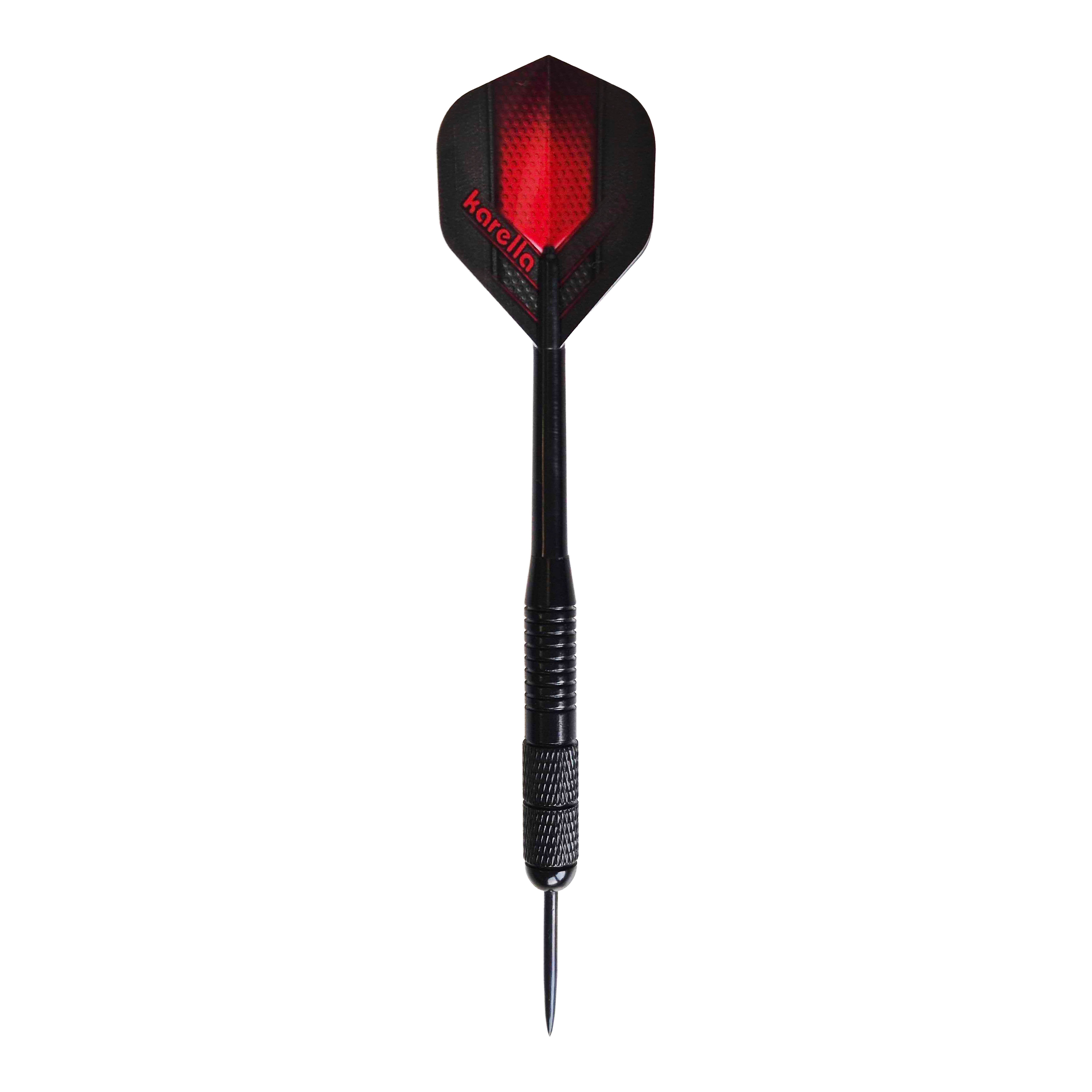 Ocelové šipky Karella Black Brass - 21g Zu sehen sind die Karella Black Brass Steeldarts mit 21g. Das Produkt besteht aus Messing und ist in Schwarz gehalten.