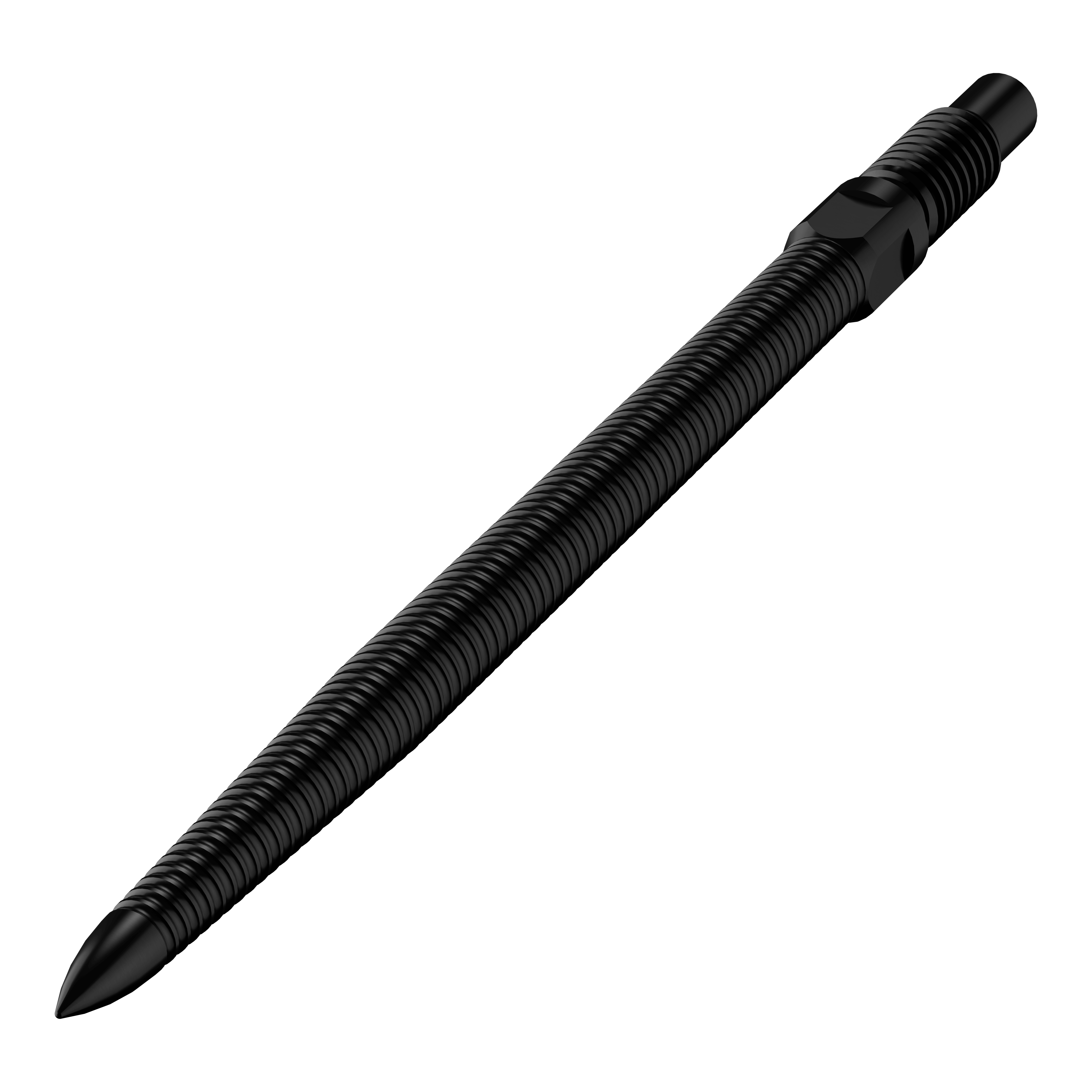 Špičky šipek Bulls NL Convertible Point - Micro Grip - černé Das Bild zeigt eine einzelne schwarze Dartspitze mit feiner MicroGrip-Struktur. Diese trägt den Namen BU57704_BullsNL_Convertible_Points_MicroGrip_Schwarz_32mm_2.