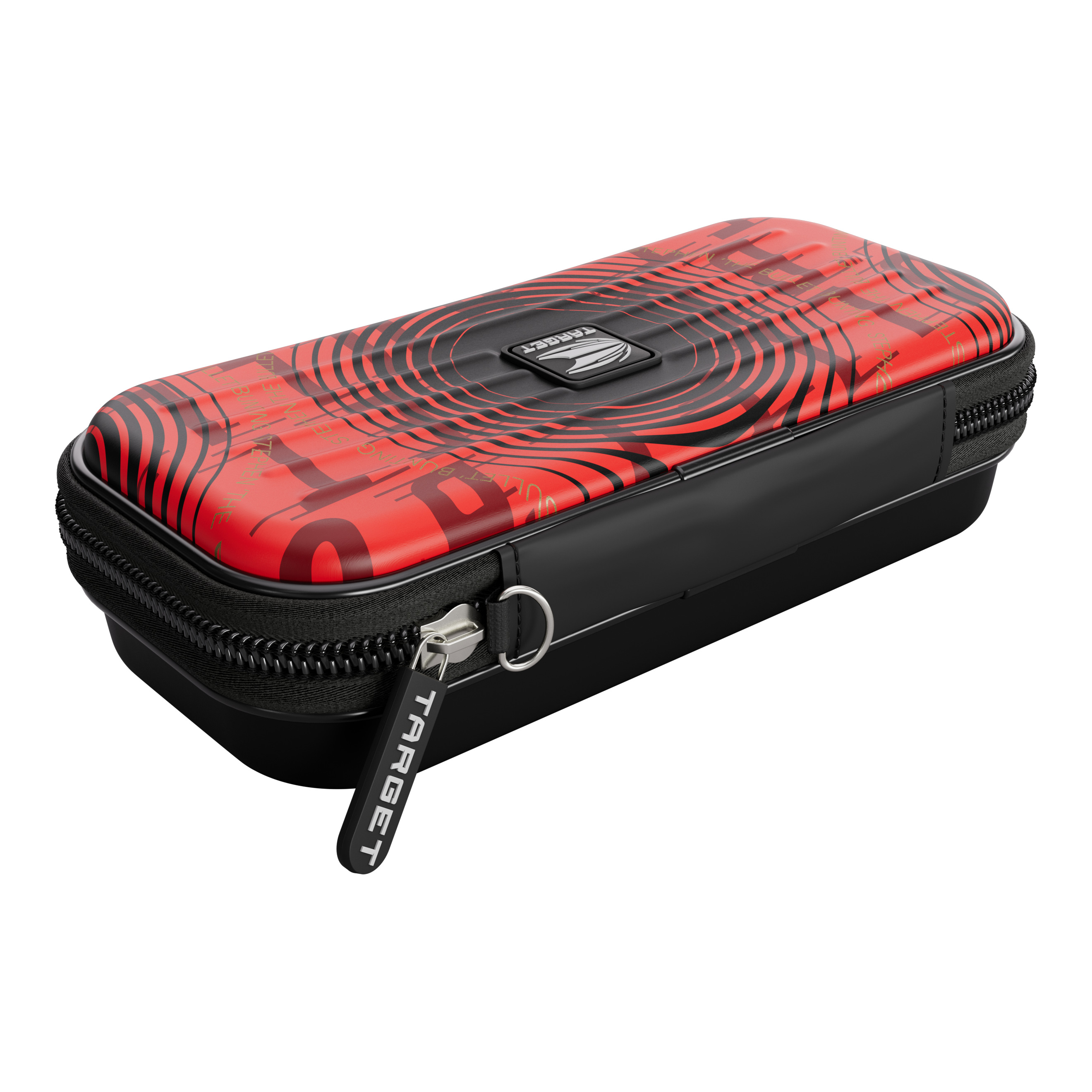 Pouzdro na šipky Target Takoma Stephen Bunting Das Bild zeigt das Produkt "Target Takoma Stephen Bunting Dartcase". Das Dartcase ist rot-schwarz gestaltet und hat einen Reißverschluss mit dem Schriftzug "TARGET".