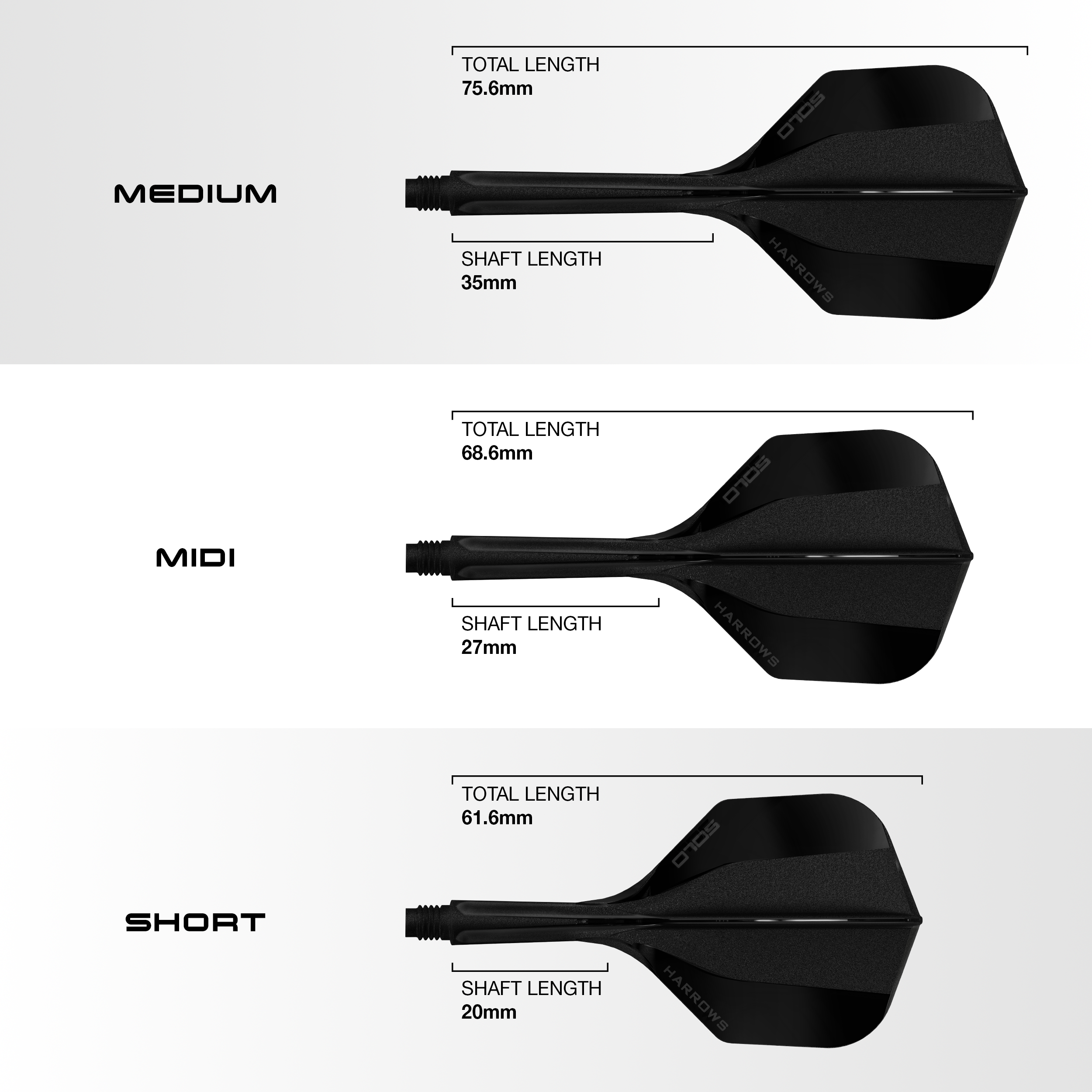 Systém letmých hřídelí Harrows Solo No6 - černý Gezeigt wird das Harrows Solo No6 Flight-Shaft-System in Schwarz. Das Bild präsentiert das Produkt aus einer weiteren Ansicht.