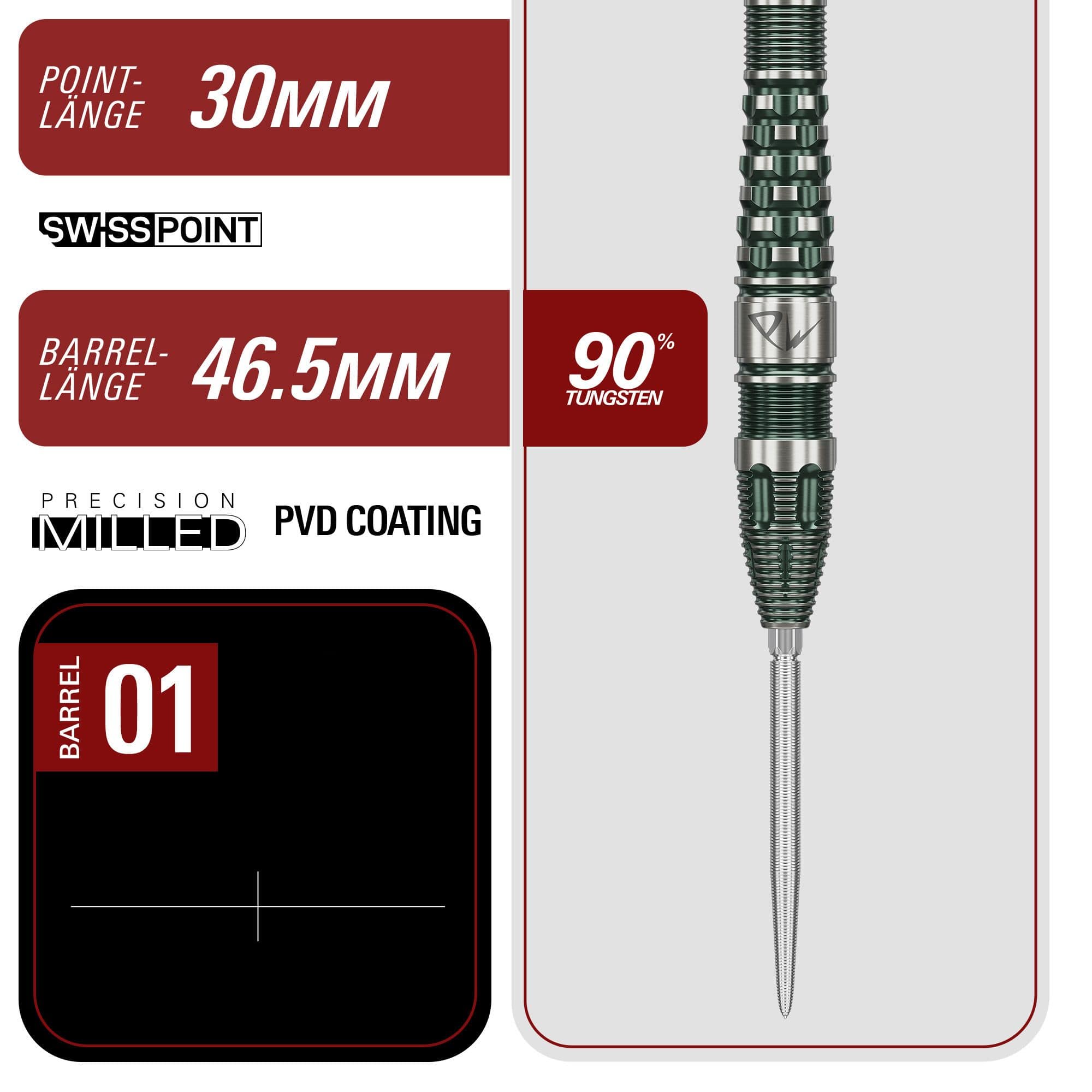 Ocelové šipky Target Japan Prime Series PW GEN 3 Swiss Point - 23g Abgebildet sind die Target Japan Prime Series PW GEN 3 Swiss Point Steeldarts mit einem Gewicht von 23g. Diese Steeldarts sind bekannt für ihre hohe Qualität.