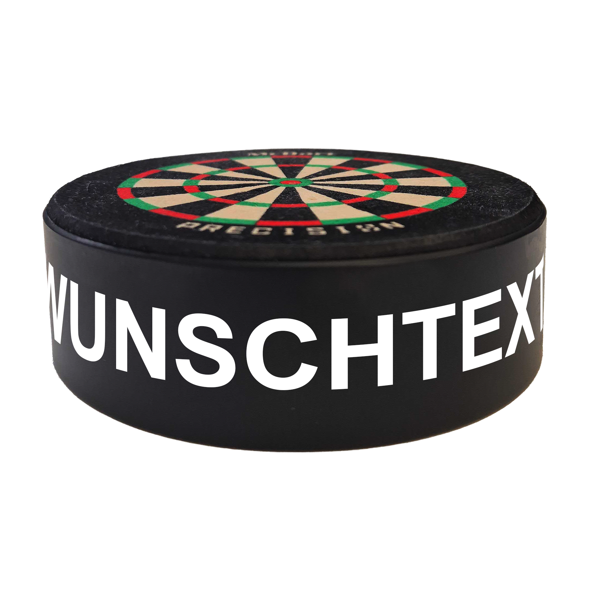 Terč McDart Precision Mini s vlastním textem Dieses Bild zeigt ein Produktbild mit dem Dateinamen 765_McDart_Mini_Precision_Dartboard_Darthalter_2_Arial. Das genaue Produkt ist nicht angegeben.