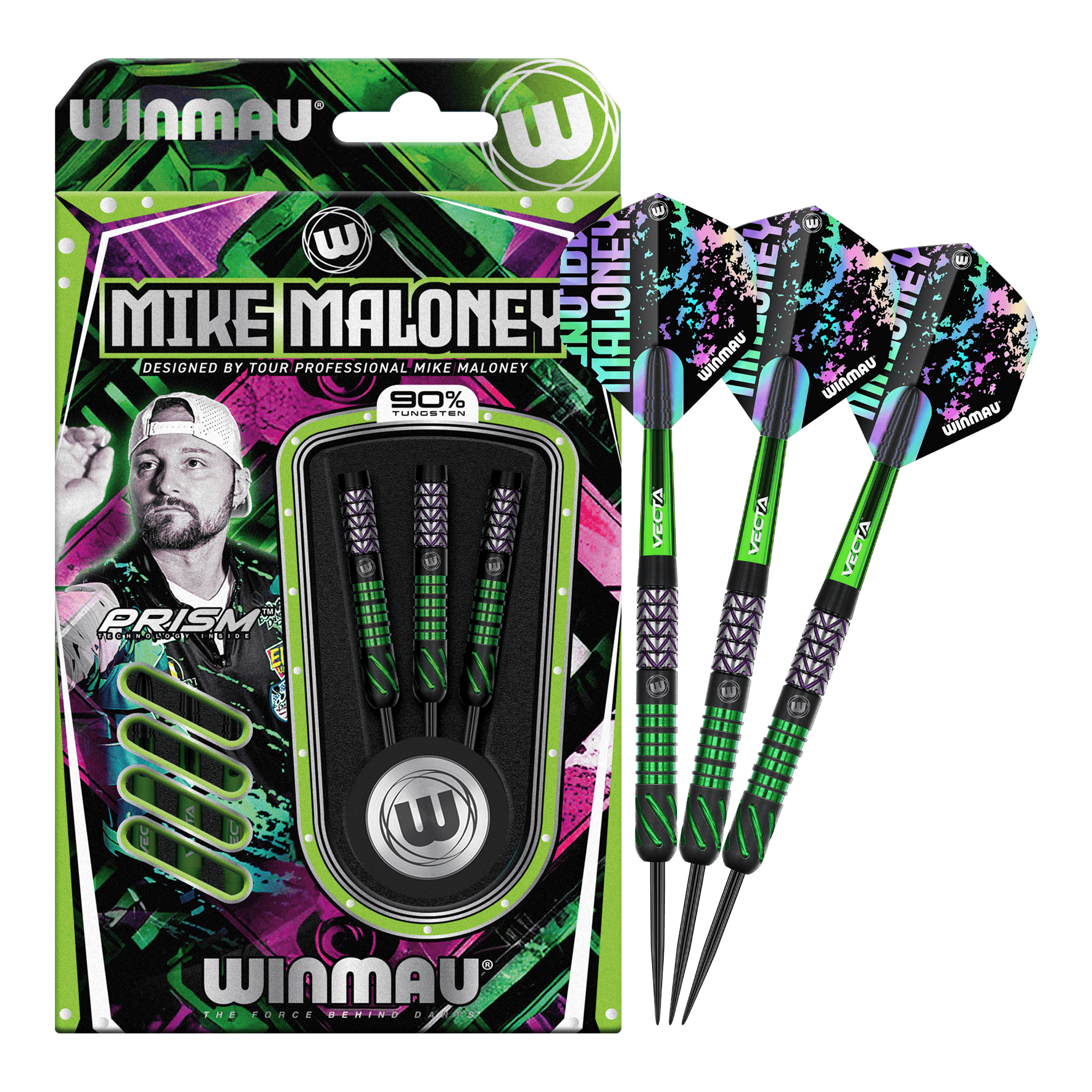 Ocelové šipky Winmau Mike Maloney Das Bild zeigt die Winmau Mike Maloney Steeldarts. Diese Darts sind bekannt für ihre hohe Qualität.