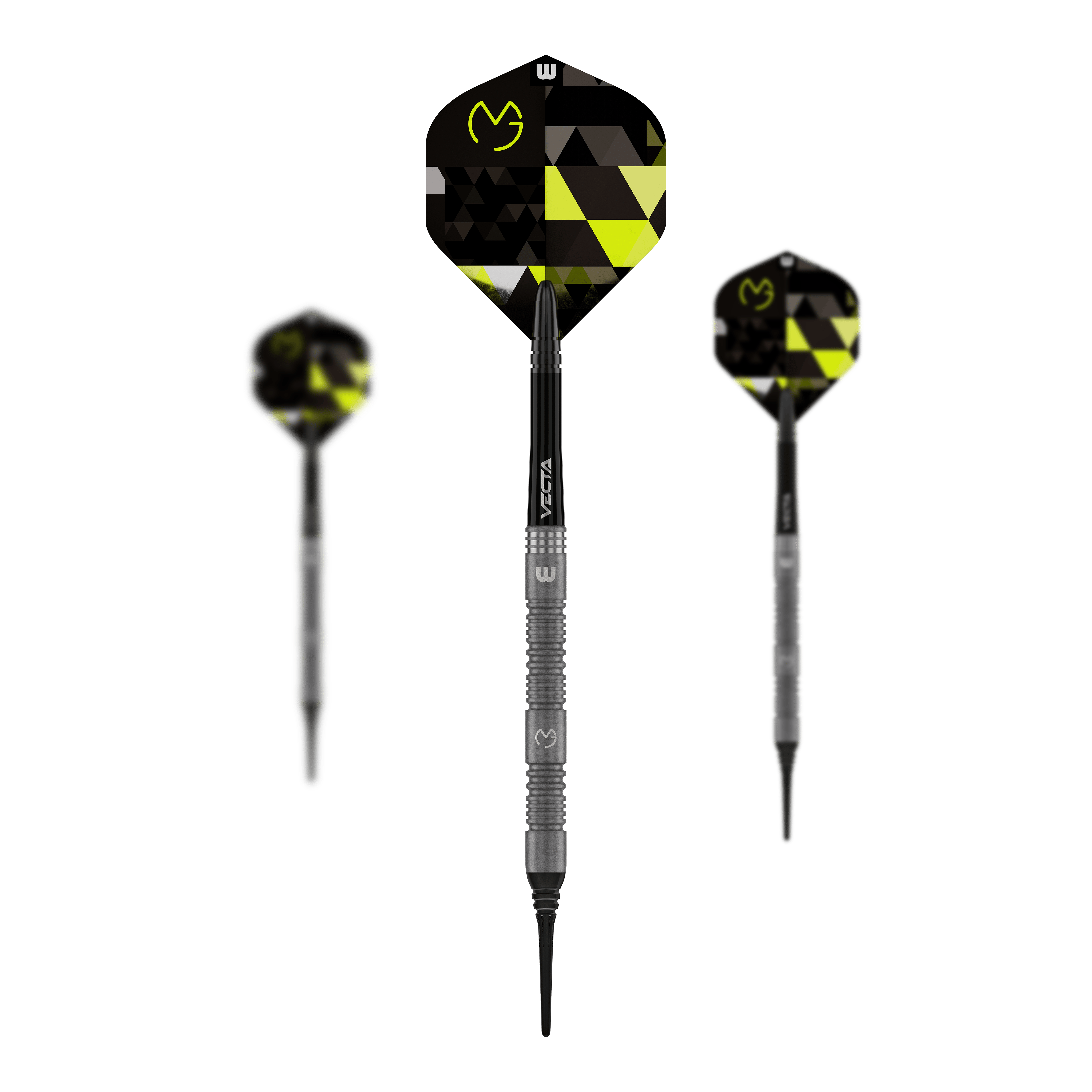 Winmau Michael Van Gerwen TS měkké šipky - 18g Zu sehen ist ein Set Winmau Michael Van Gerwen TS Softdarts - 18g. Enthalten sind mehrere Pfeile.