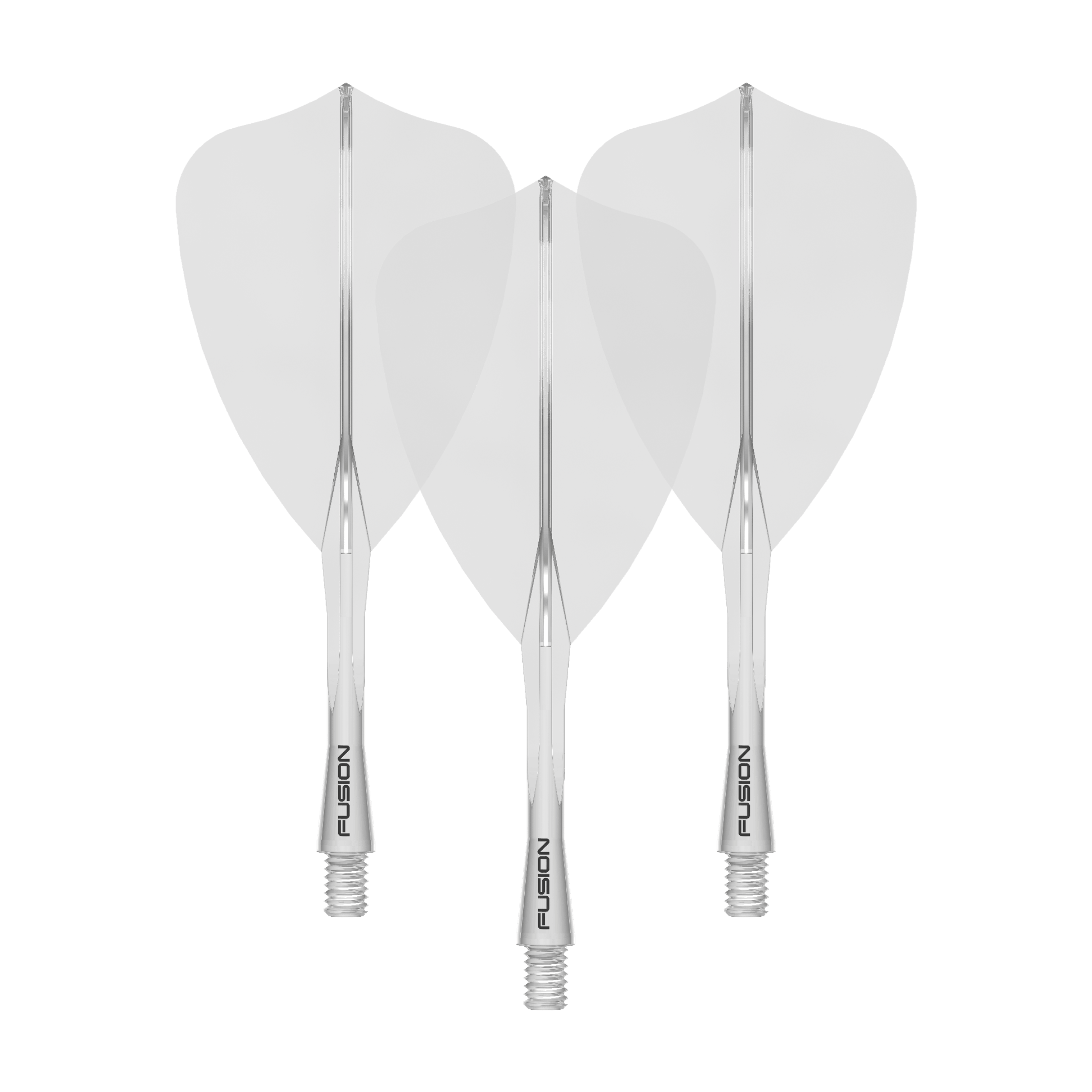 Systém letky Winmau Fusion Arrow Clear Ein Bild zeigt einen Flight Shaft, vermutlich für Darts. Das Produkt wird durch den Dateinamen als 'Winmau Fusion Flight Shaft System Arrow Clear 28mm 1Set' beschrieben.