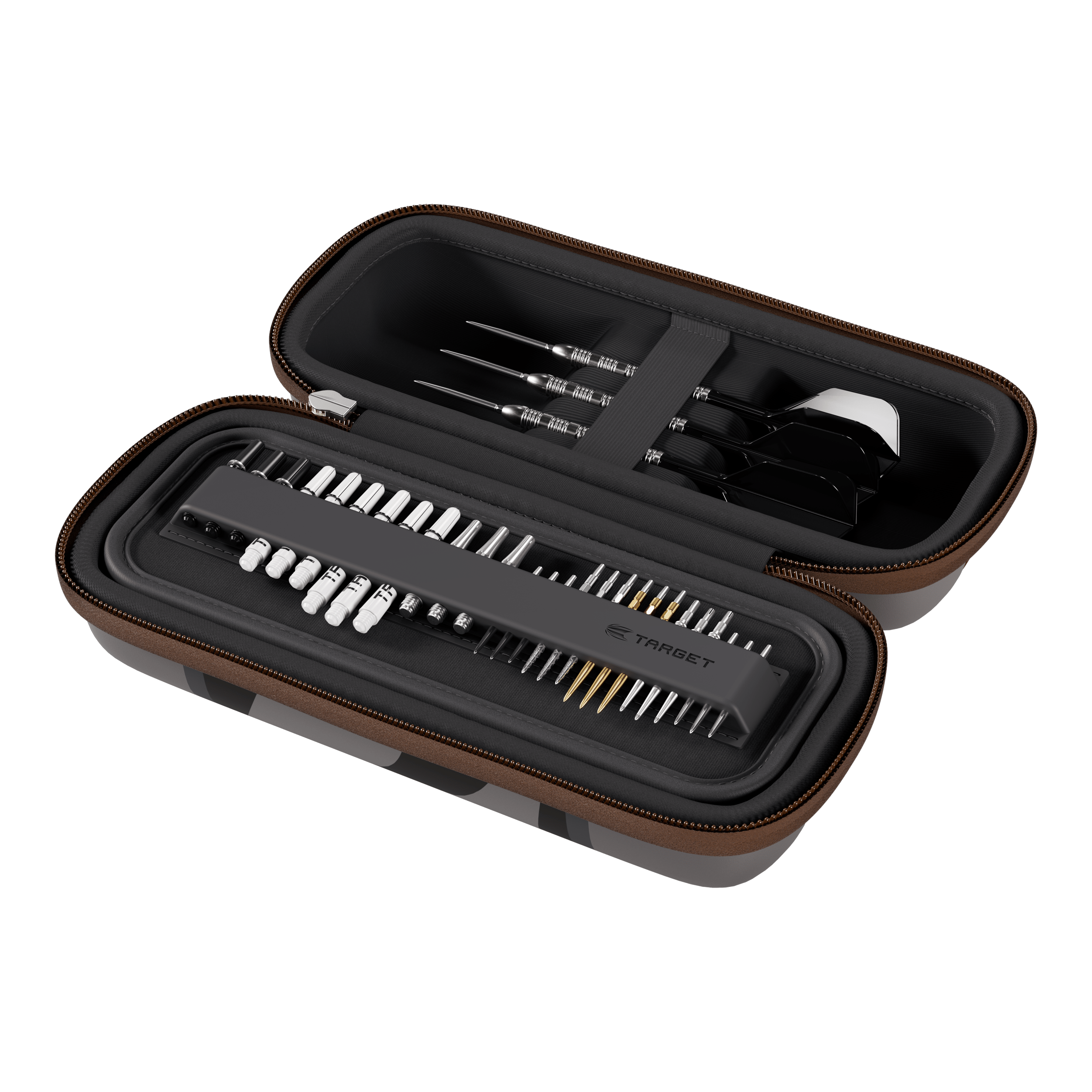 Hier sieht man das Target Star Wars Boa Dartcase - Mandalorian. Dieses Dartcase zeigt ein Mandalorian-Motiv aus dem Star Wars Universum.