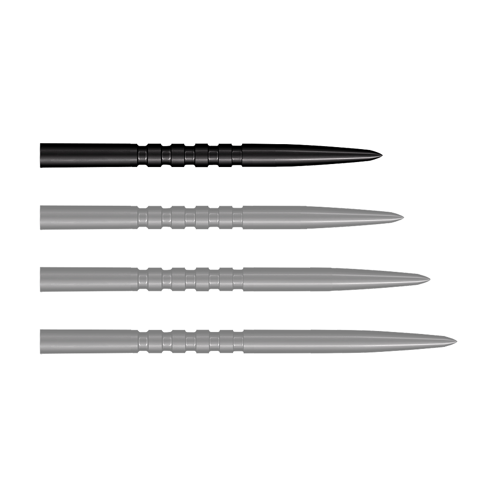 Abgebildet sind schwarze Steeldartspitzen mit dem Namen SM0051_Shot_Grip_Point_Steeldartspitzen_Schwarz_32mm_1. Die Spitzen sind für Steeldarts geeignet.