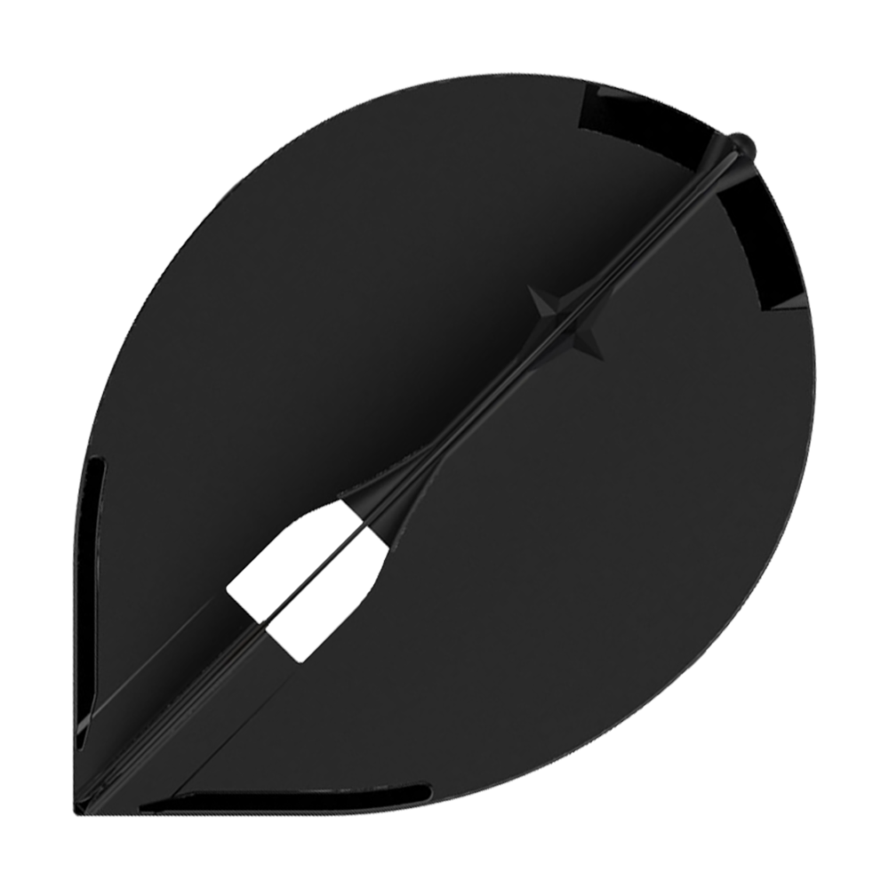 Letky L-Style Champagne L2PRO Teardrop - černé Das Bild zeigt ein schwarzes L-Style Champagne L2PRO Teardrop Flight. Es handelt sich um ein Zubehörteil für Dartpfeile in Tropfenform.