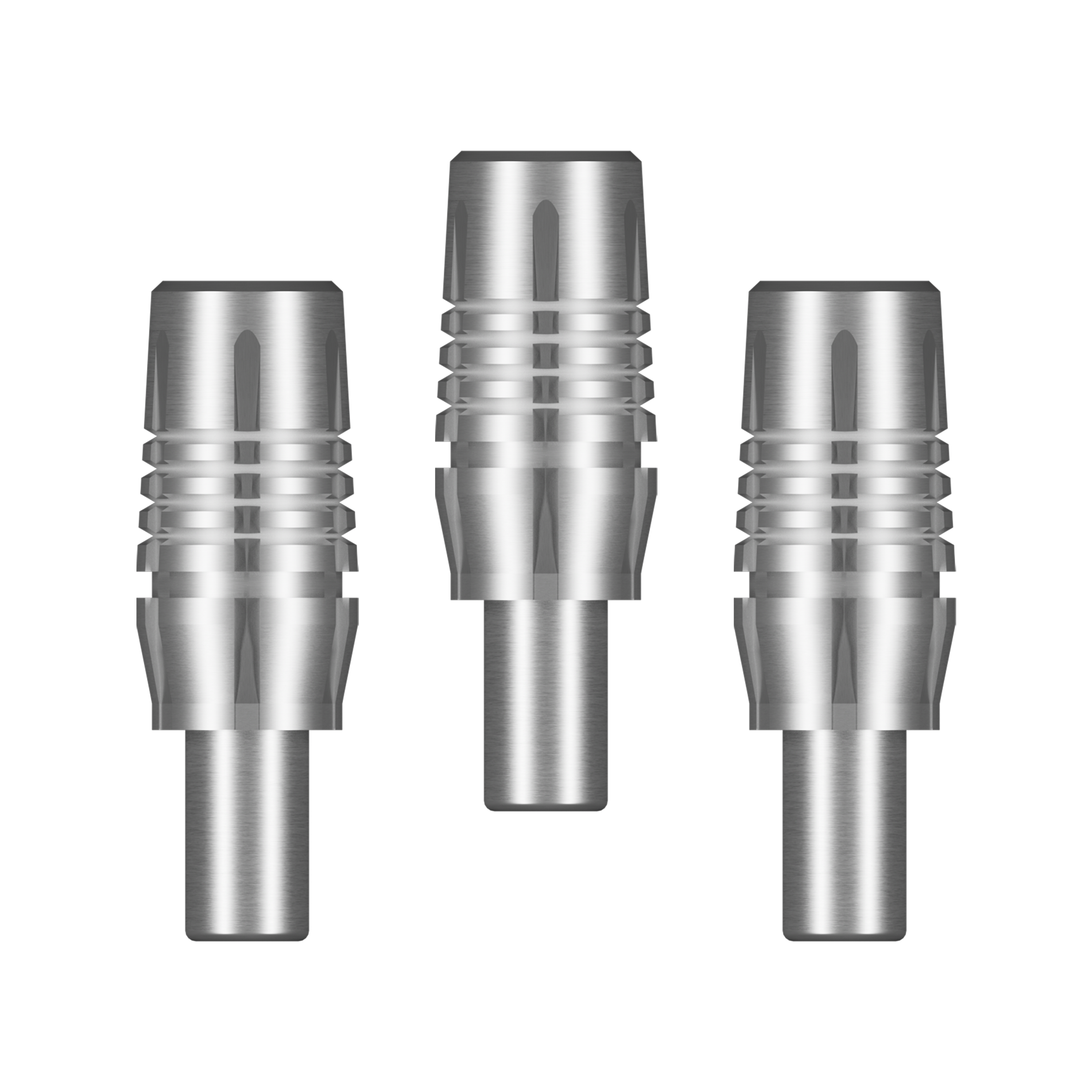 Adaptér pro závitovou hlavu s výstřelem Satz silberner Dartspitzen-Adapter in kompakter Ausführung. Die Adapter sind für das Anbringen von Spitzen geeignet.