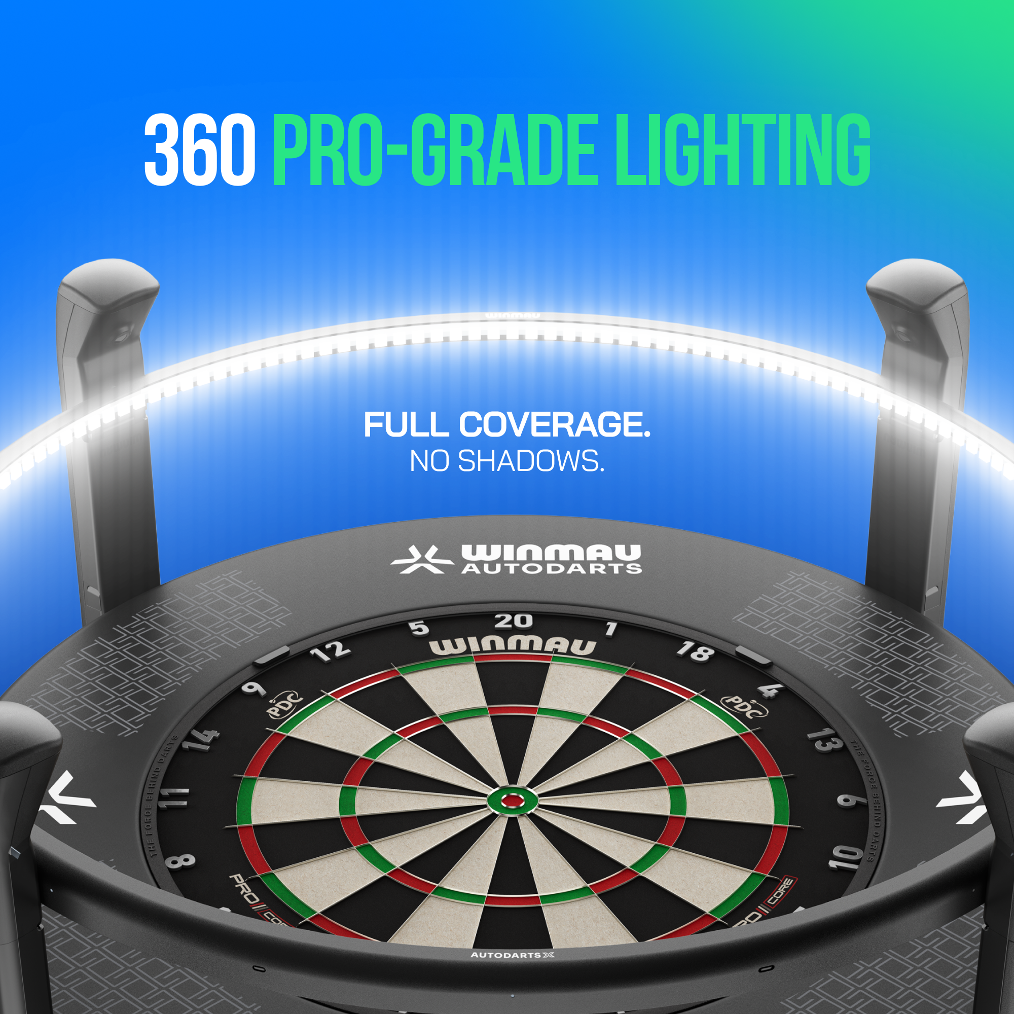 Systém automatického bodování Winmau Autodarts X Zu sehen ist das Winmau Autodarts X Autoscoring-System. Es dient der automatischen Auswertung beim Darts-Spiel.