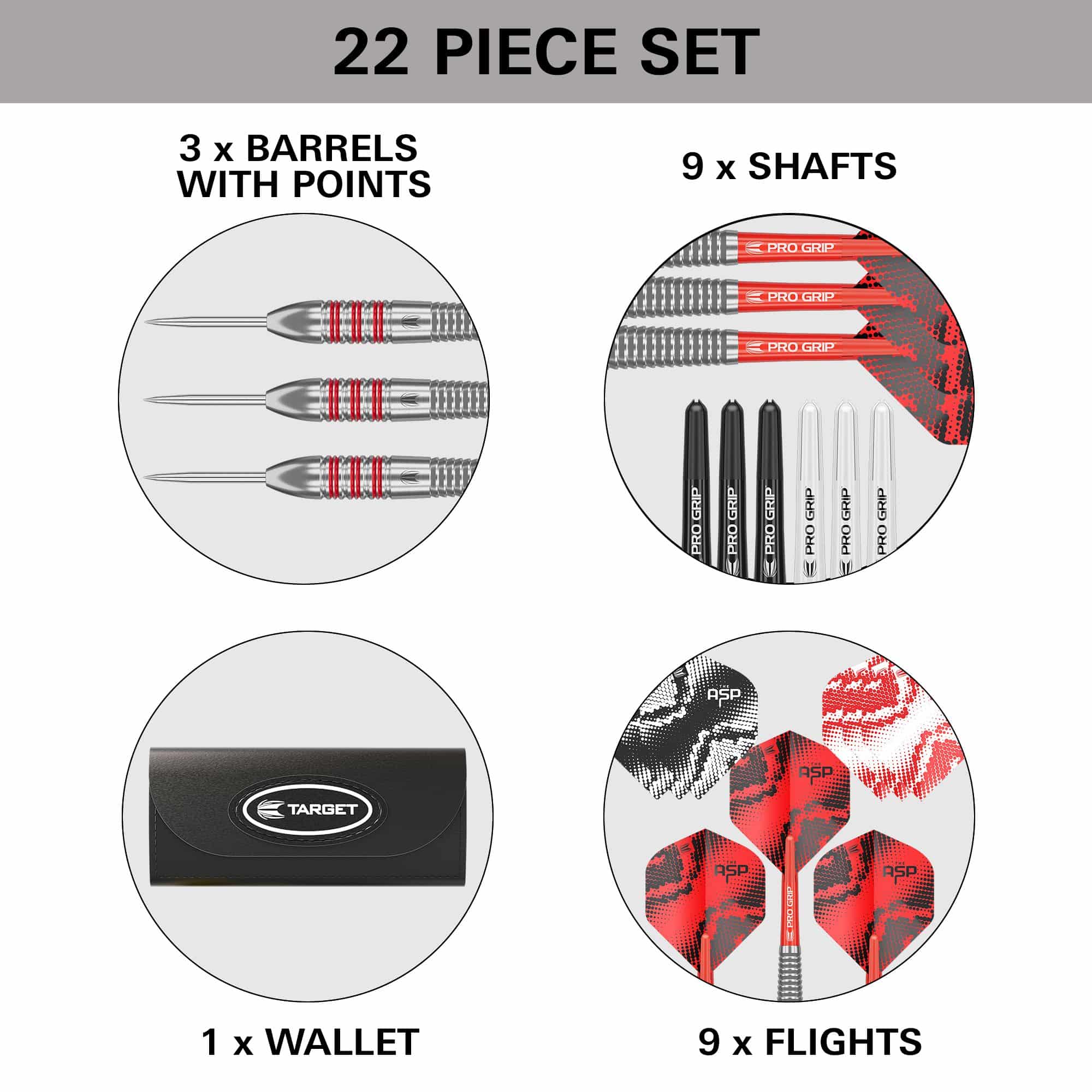 Šipky Target Nathan Aspinall Brass Steel - 22g Gezeigt werden die Target Nathan Aspinall Brass Steeldarts mit einem Gewicht von 22g. Sie sind für Steeldart-Wettbewerbe gedacht.