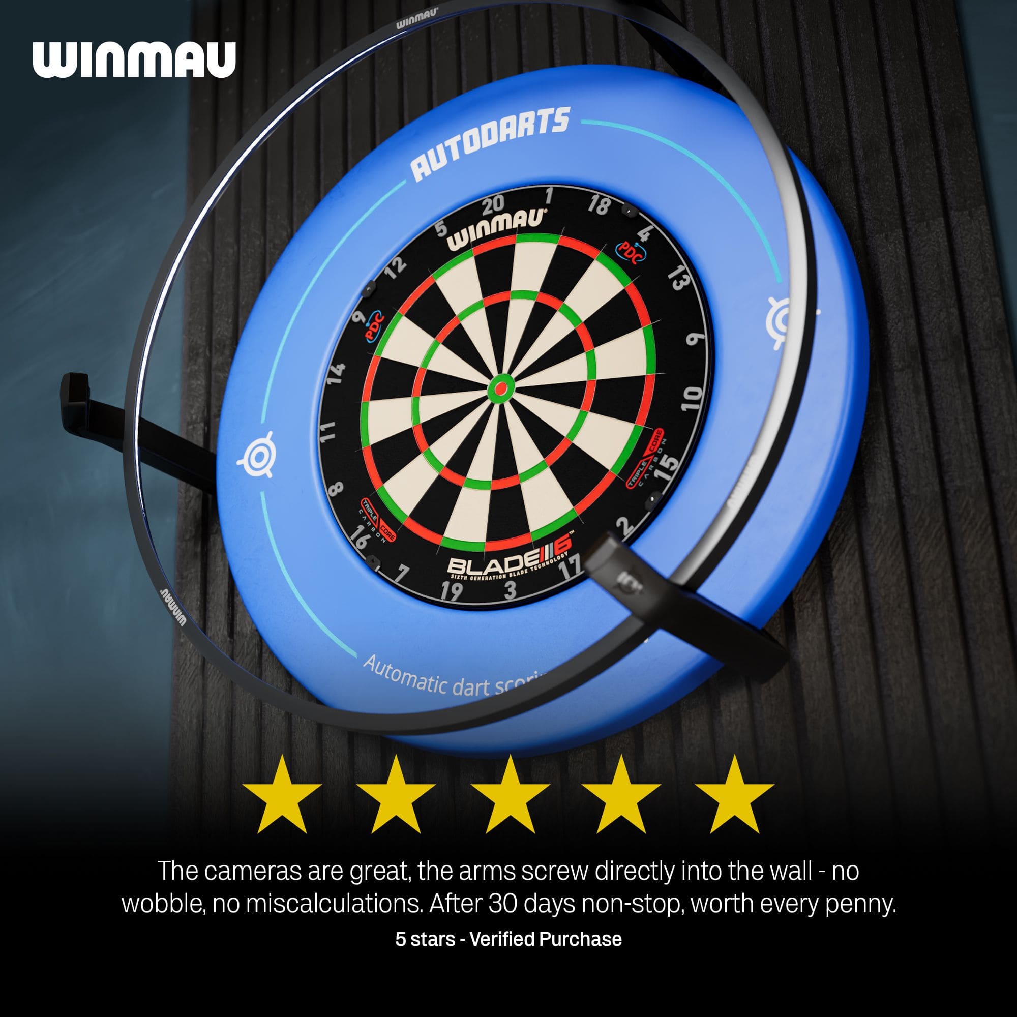 Systém automatického bodování Autodarts Vantage Auf diesem Bild ist der Artikel mit dem Dateinamen 838001_Autodarts_Vantage_Auto-Scoring-System_8 zu sehen. Vermutlich ist es ein Teil eines automatischen Dart-Punktesystems.