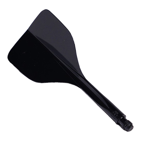 Das Bild zeigt das Produkt "Condor Axe 120 Flight-System Schwarz - Small". Es handelt sich um ein schwarzes Dart-Flight-System mit kleiner Größe.