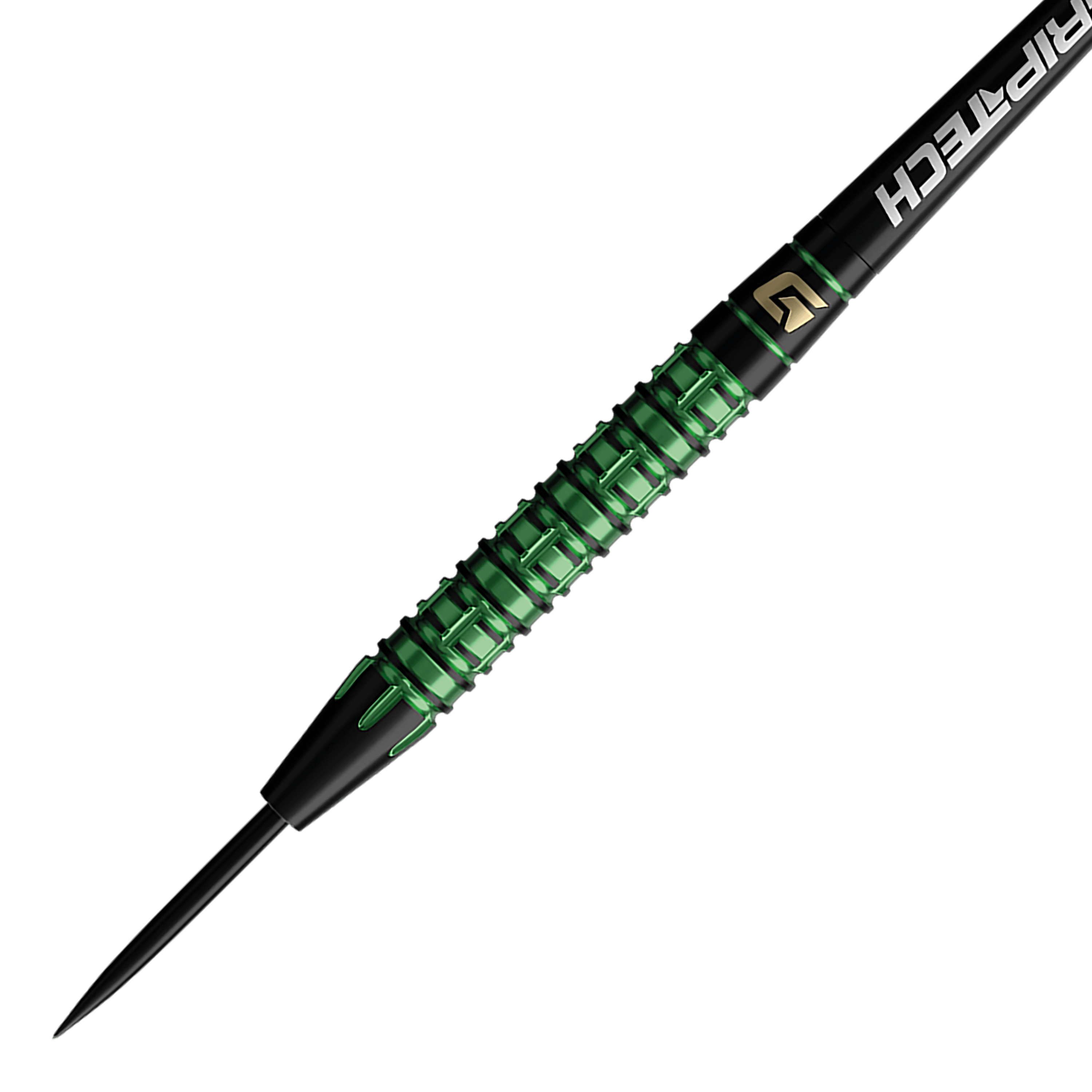 Šipky GOAT Athlete Green Tungsten Steel Zu sehen sind die GOAT Athlete Green Tungsten Steeldarts. Das Foto präsentiert die Darts aus einer anderen Perspektive.
