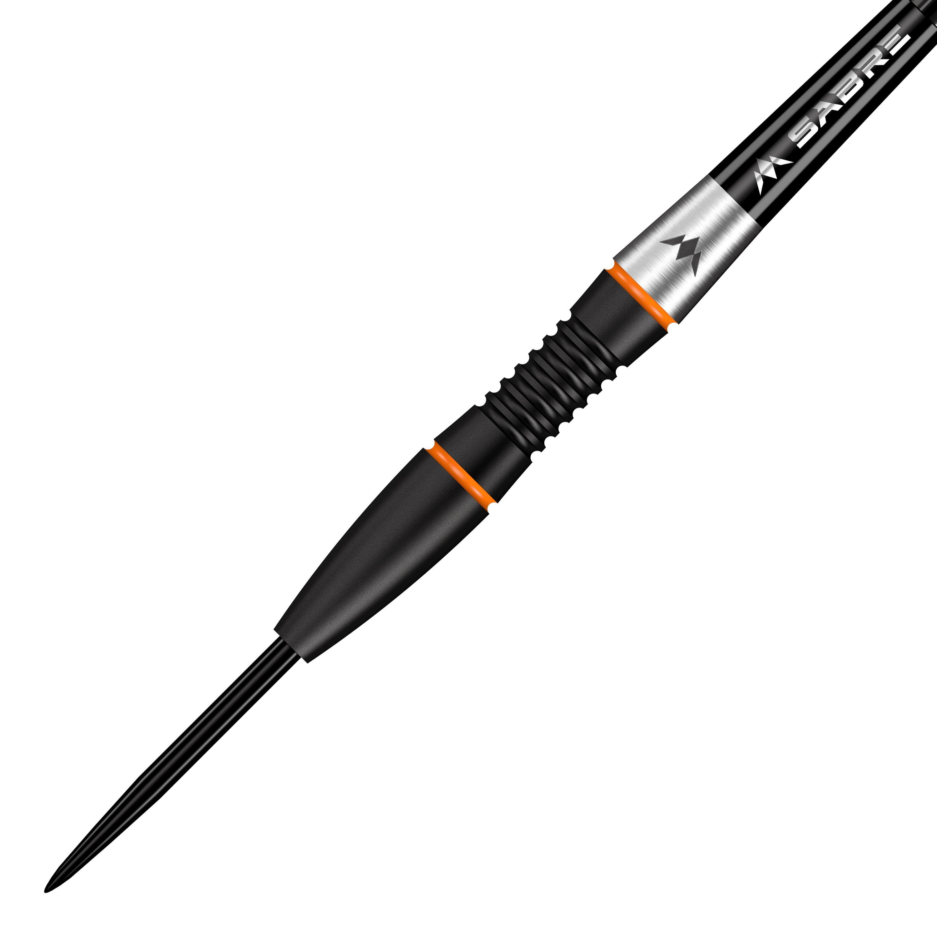 Mission Horizon Black PVD Orange Steeldarts werden gezeigt. Das Bild stellt die spezielle Farbgebung und das Design dar.