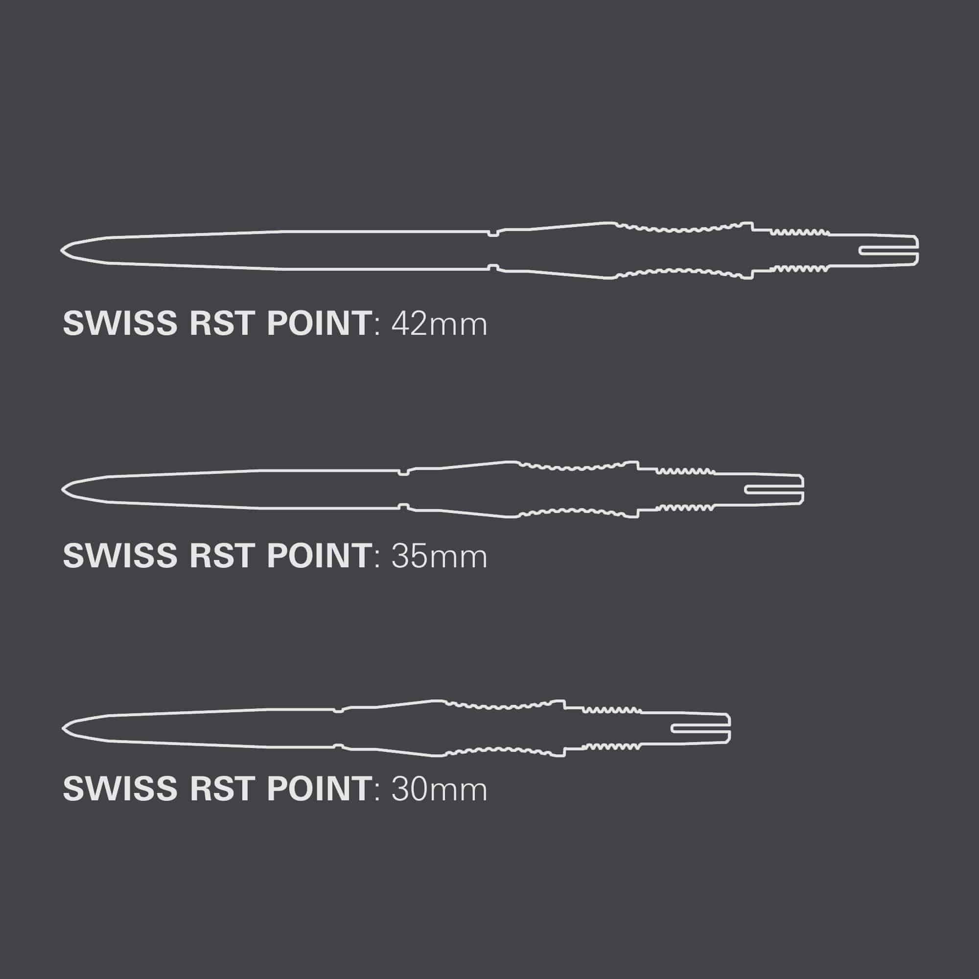 Hier sieht man Target Swiss Point Dartspitzen Signature RST - Gold. Die Dartspitzen sind in goldener Farbe gehalten und besonders langlebig.