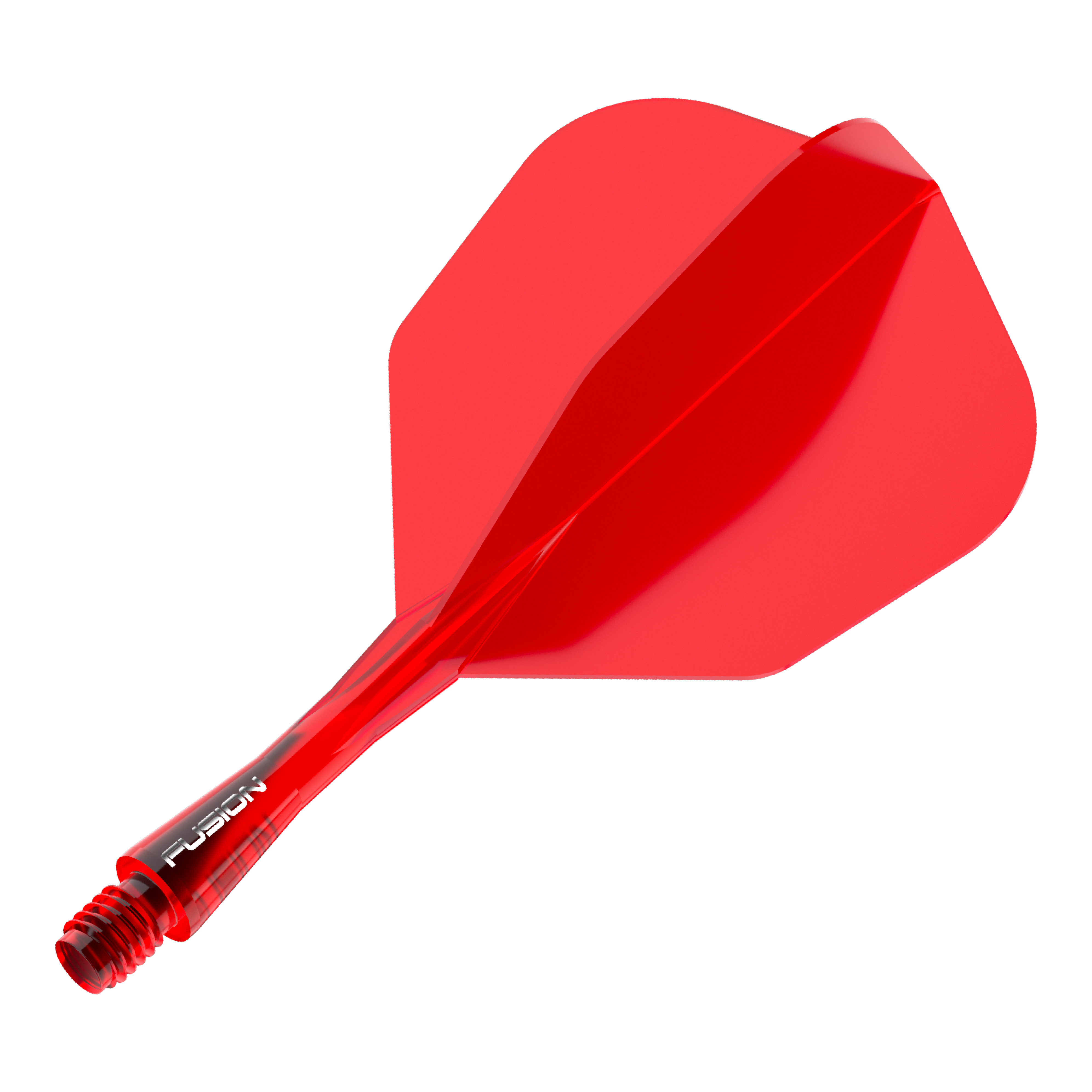 Abgebildet ist das Winmau Fusion Flight Shaft System No6 in Rot mit einer Länge von 22 mm. Es ist ein einzelnes Teil für einen Dartpfeil.