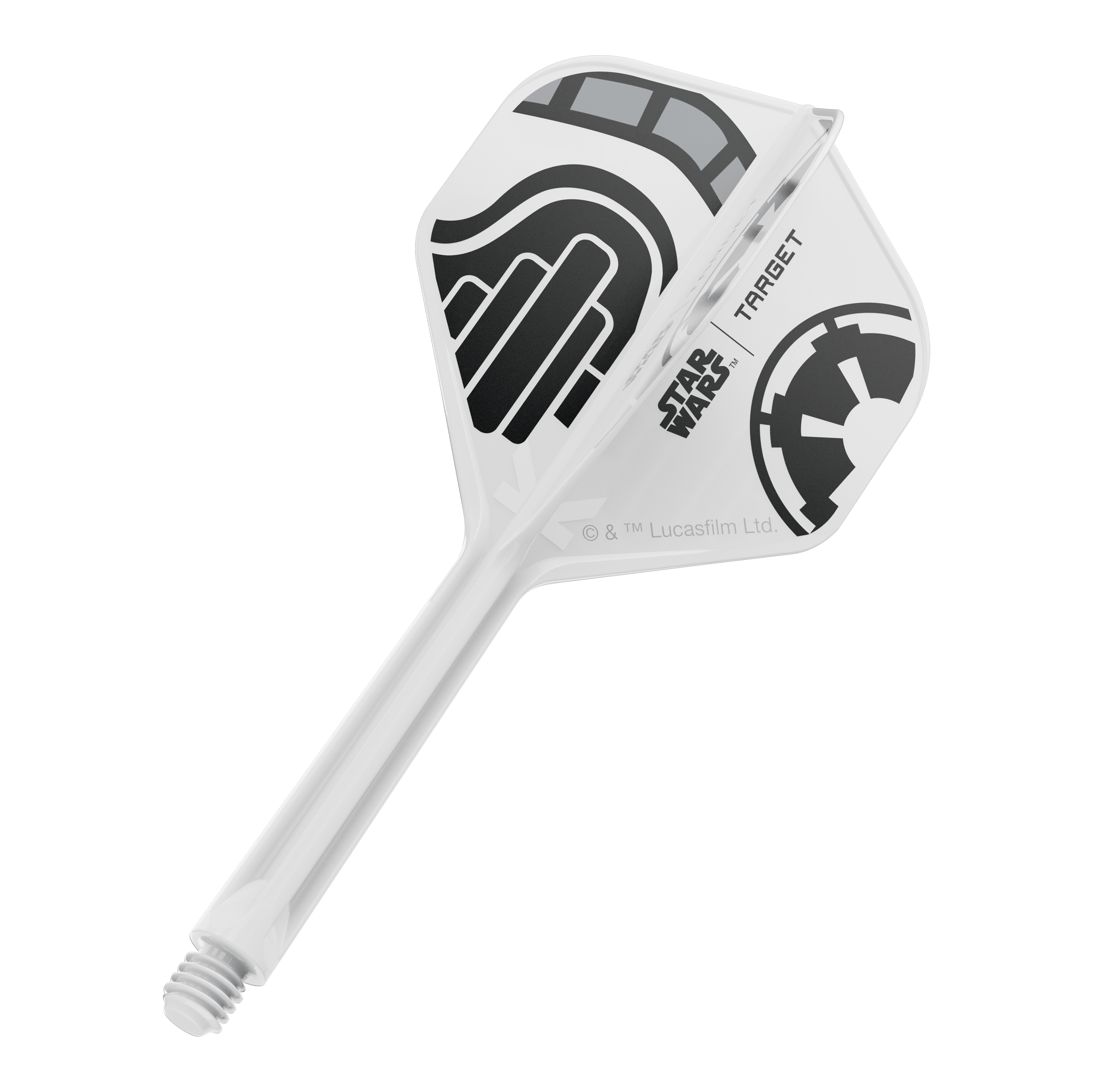 Standardní letky Target Star Wars K-Flex Stormtrooper No2 Zu sehen ist ein Dart-Flight aus der Star Wars KFlex Stormtrooper No2 Standard Serie. Der Flight ist medium-lang und misst 33 mm.