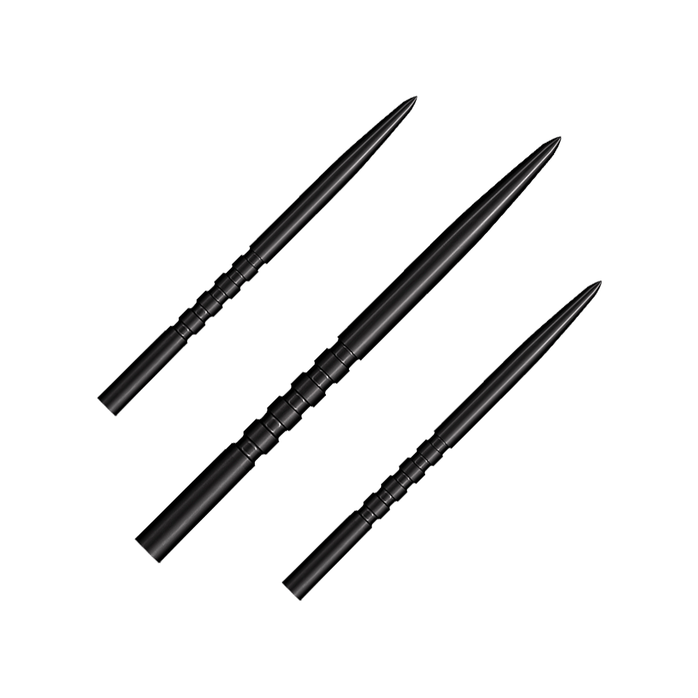 Ocelové hroty šipek Shot Grip Point - černé Ein Bild zeigt ein Produkt mit dem Namen SM3823_Shot_Grip_Point_Steeldartspitzen_Schwarz_45mm_1Set. Das Produkt ist vermutlich ein Set von schwarzen Dartspitzen.