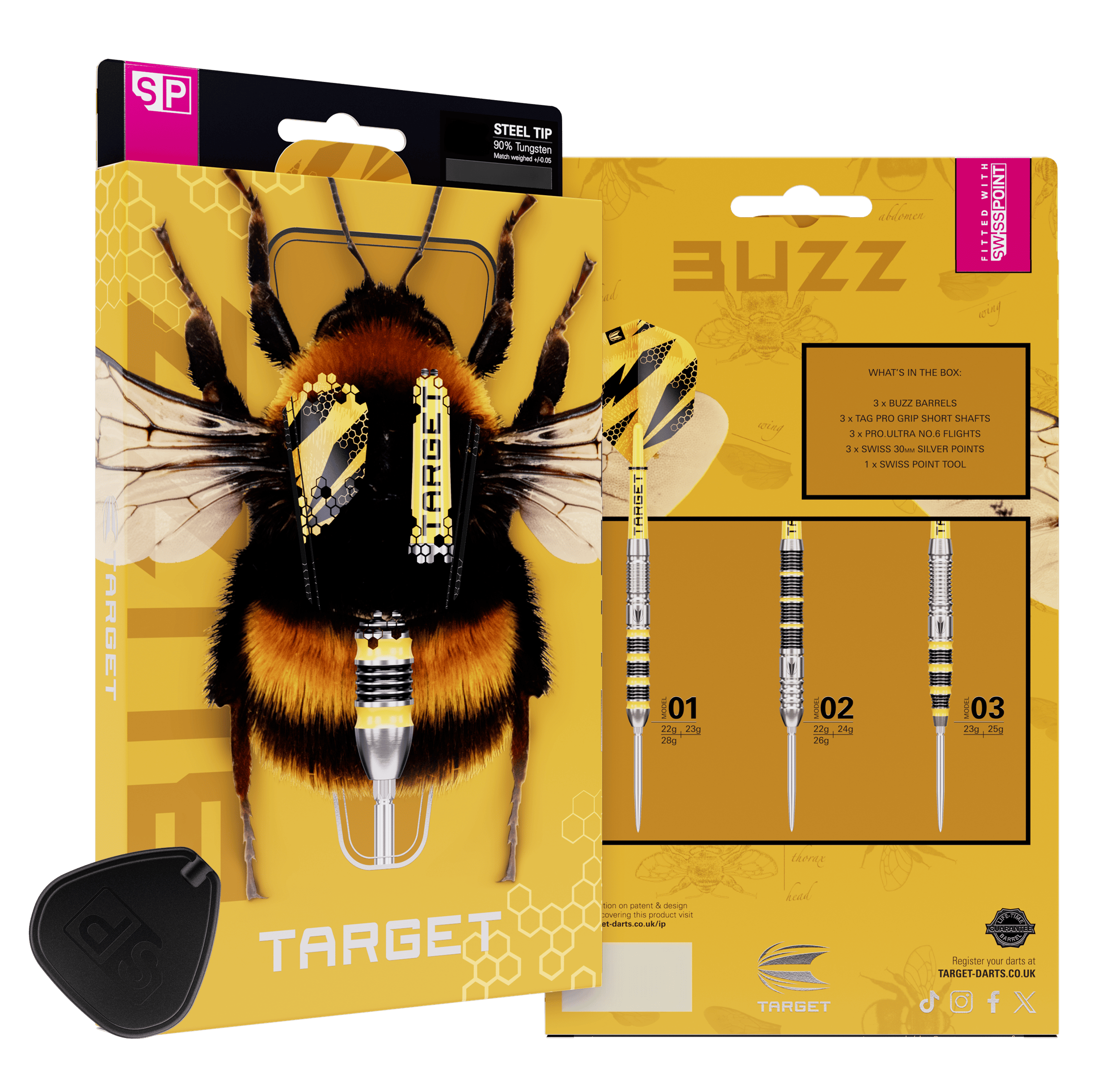 Ocelové šipky Target Buzz 03 Swiss Points Hier sind die Target Buzz 03 Swiss Points Steeldarts abgebildet. Die Steeldarts überzeugen mit hoher Qualität.