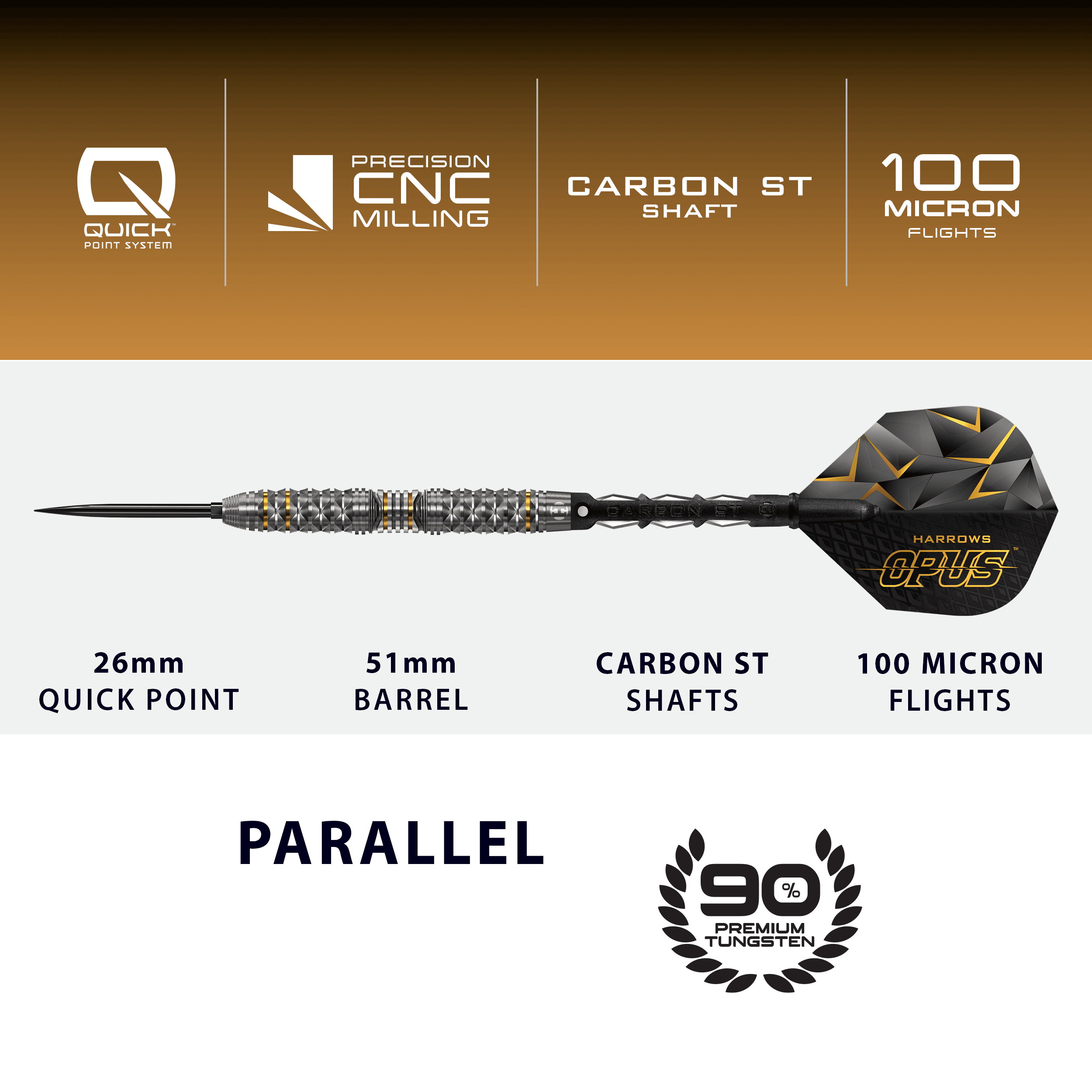 Ocelové šipky Harrow's Opus Quick Point Das Bild präsentiert die Harrows Opus Quick Point Steeldarts - 23g. Sie zeichnen sich durch ihre hochwertige Verarbeitung aus.