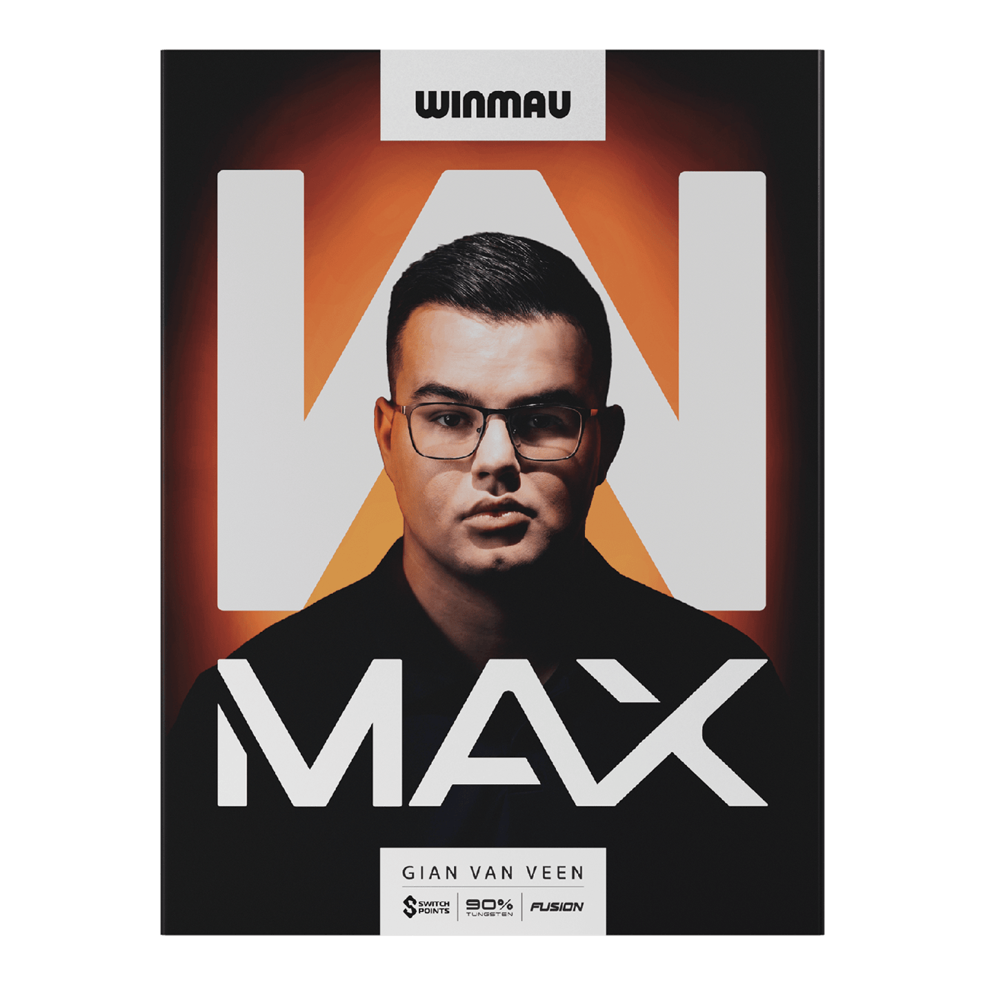 Winmau Gian Van Veen W-MAX měkké šipky - 18g Das Bild zeigt Winmau Gian Van Veen W-MAX Softdarts mit einem Gewicht von 18 Gramm. Die Darts sind nebeneinander angeordnet.