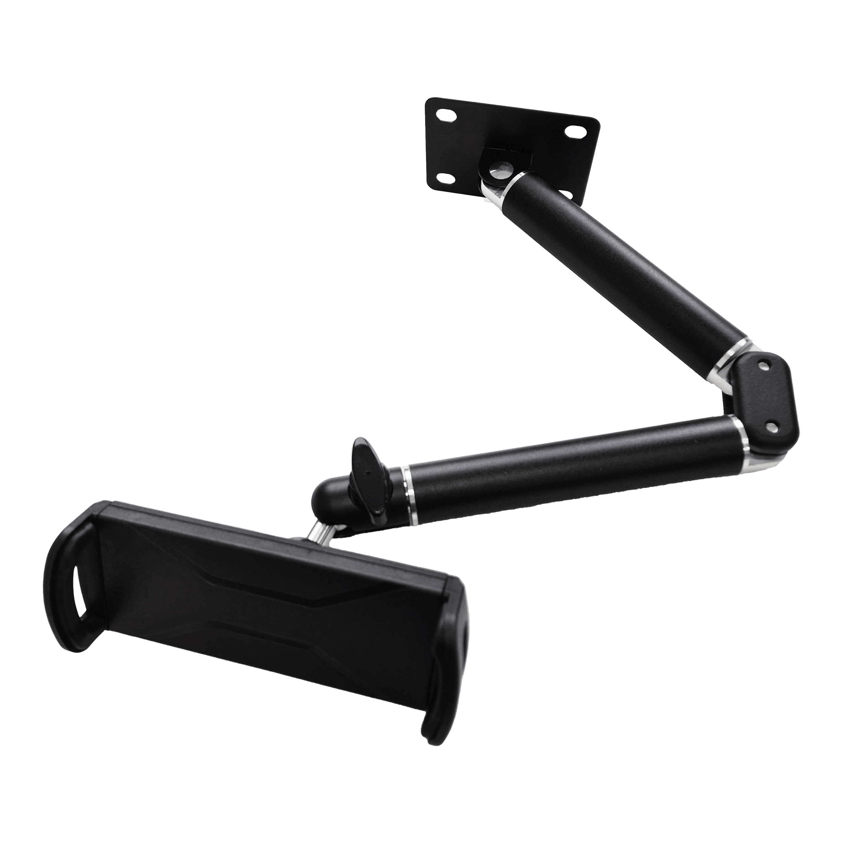 Nástěnný držák tabletu McDart TABFlex s flexibilním ramenem Die Abbildung zeigt die McDart TABFlex Tablet-Wandhalterung mit flexiblem Arm. Die Halterung ist schwarz und kann an der Wand befestigt werden, um ein Tablet flexibel auszurichten.