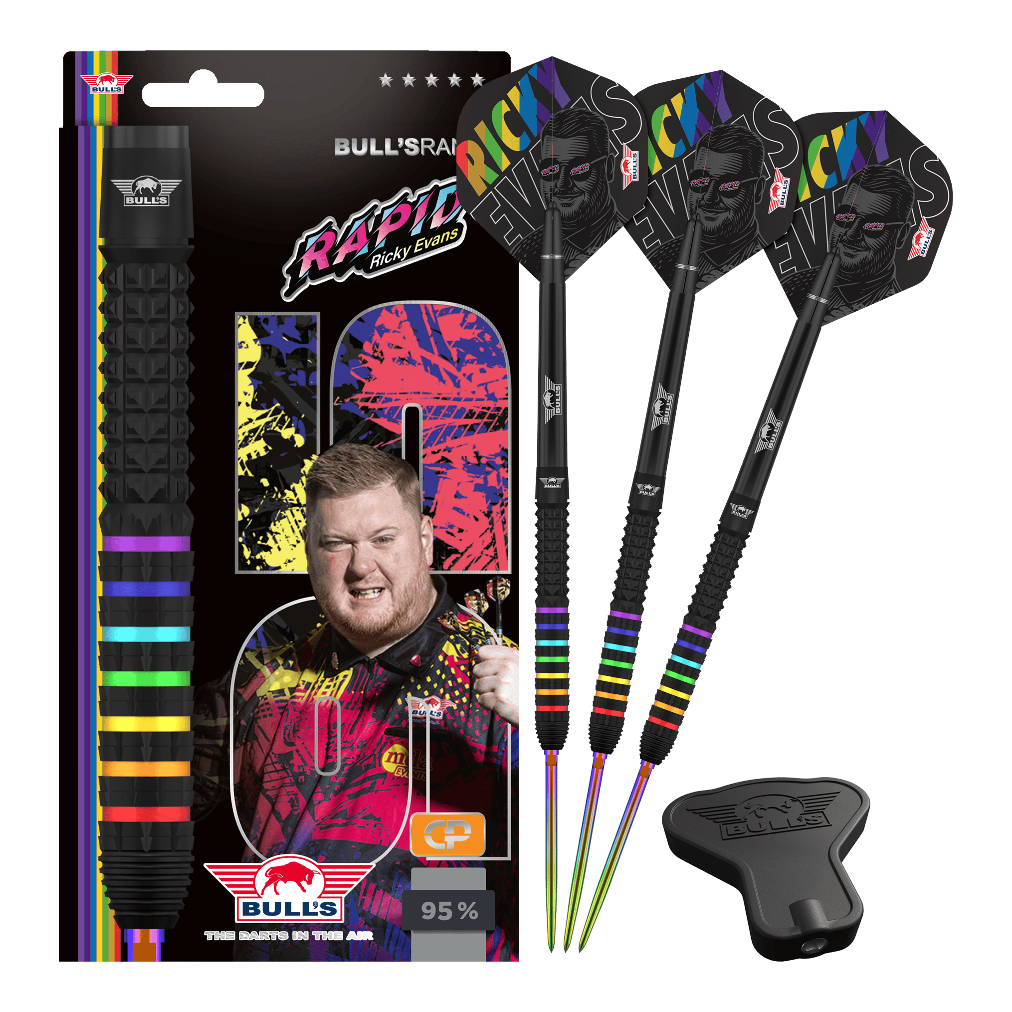 Šipky Bulls NL Ricky Evans Rapid 95 Convertible Point Steel Darts