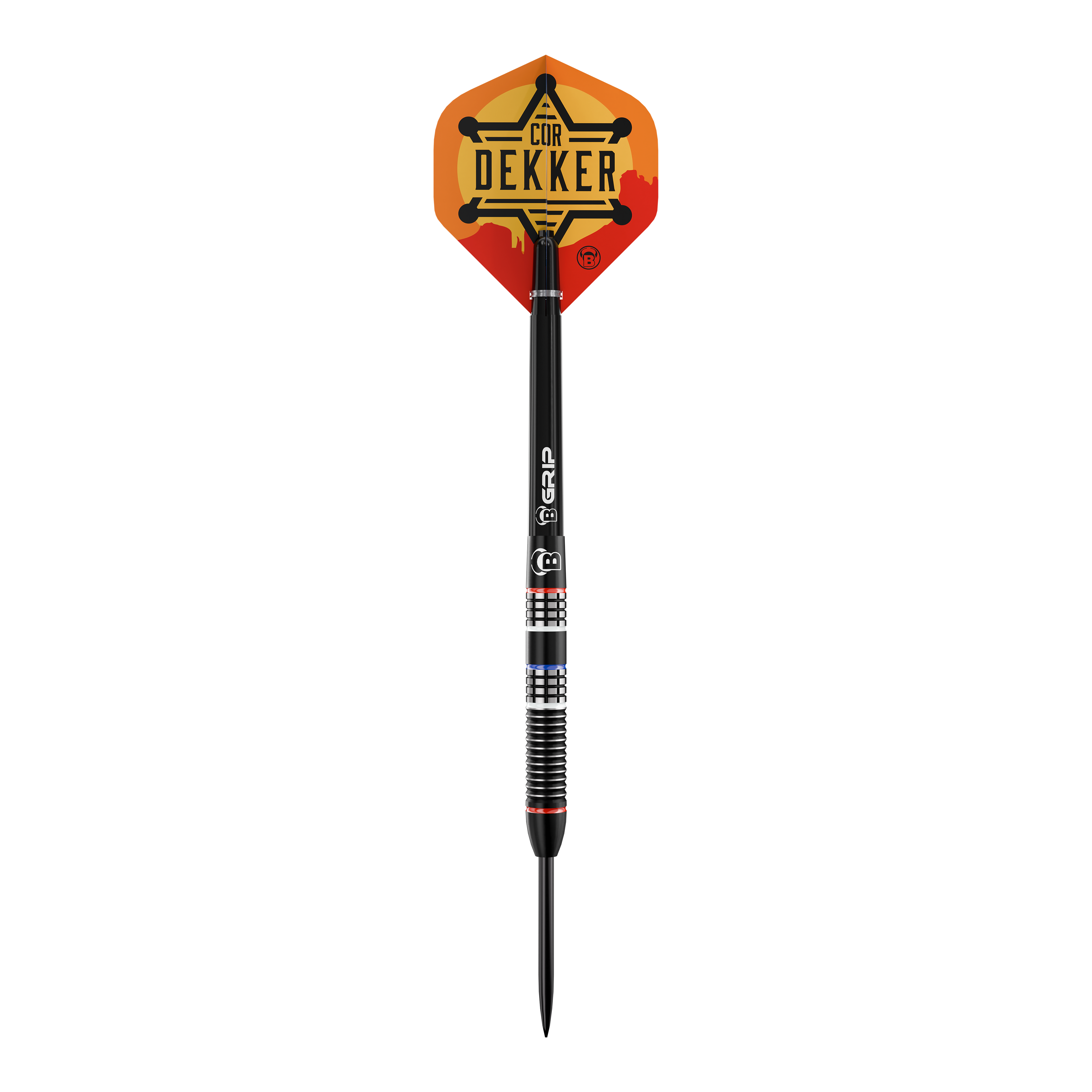 Bulls Cor Dekker Šerif Steeldarts - 23g Das Bild zeigt Bulls Cor Dekker The Sheriff Steeldarts, 23 Gramm schwer. Diese Steeldarts sind für ambitionierte Dartspieler konzipiert.