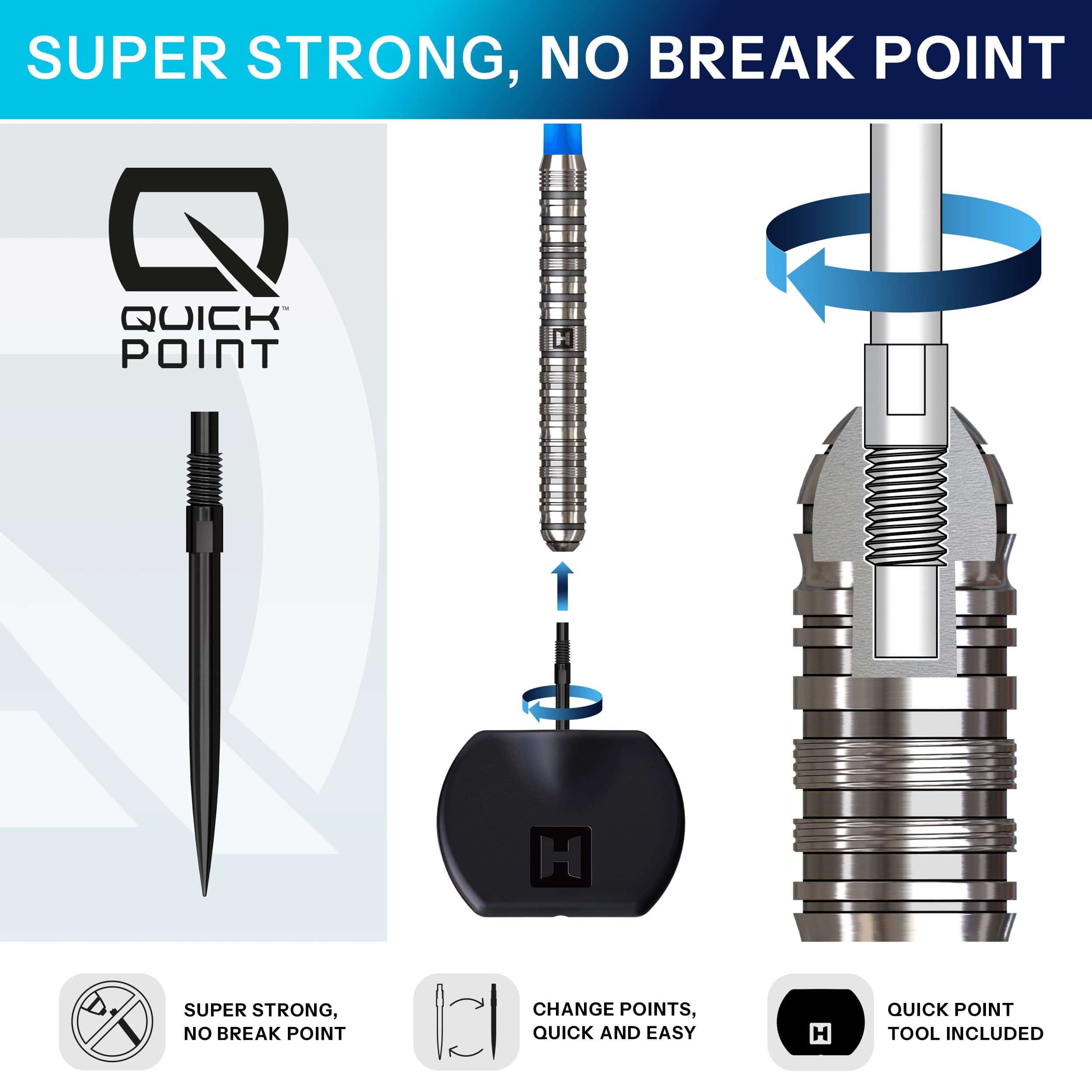 Ein Steeldart aus der Parallel QuickPoint Serie. Der Dart ist metallisch und hat ein modernes Design.